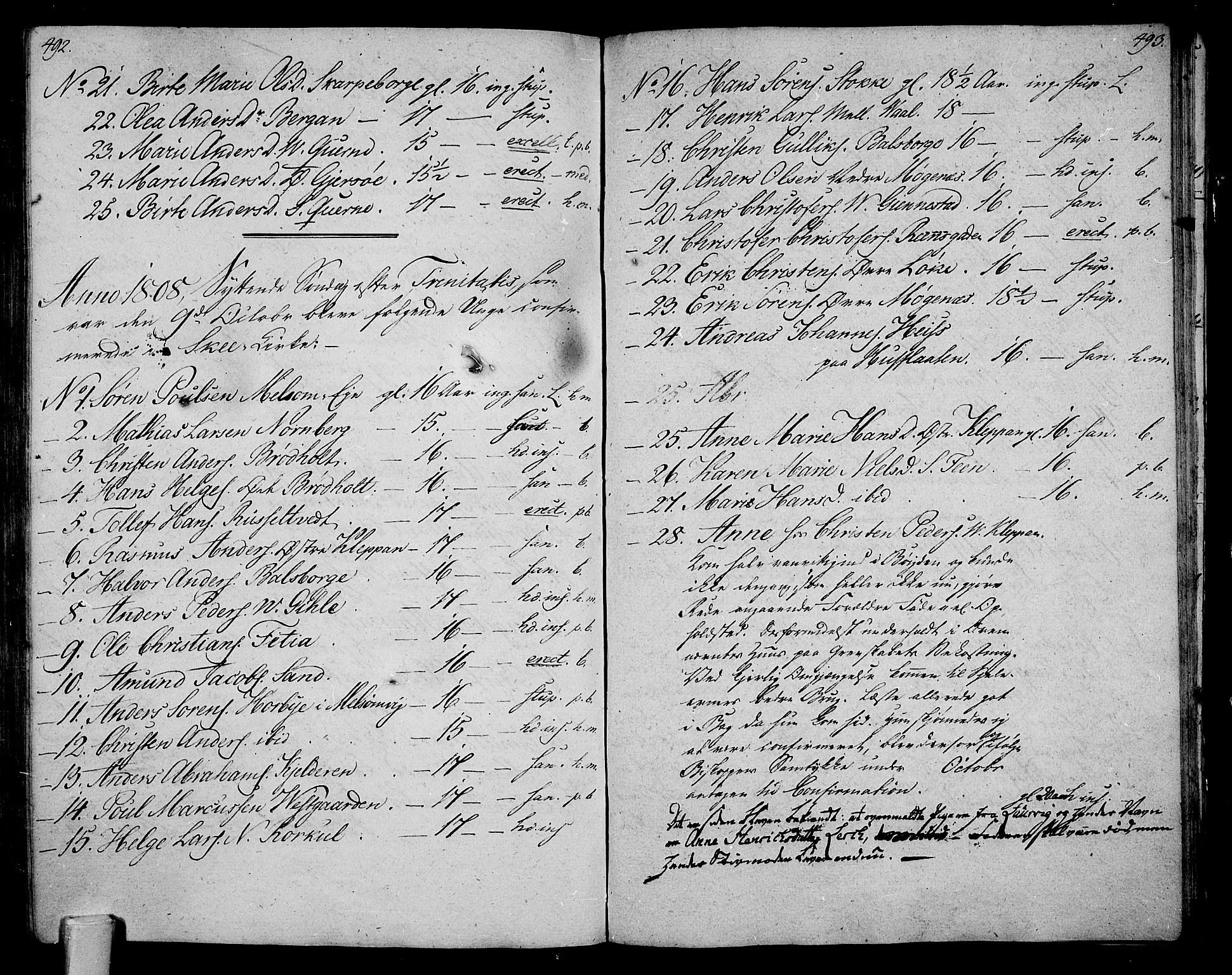 Stokke kirkebøker, SAKO/A-320/F/Fa/L0004: Parish register (official) no. I 4, 1804-1815, p. 492-493