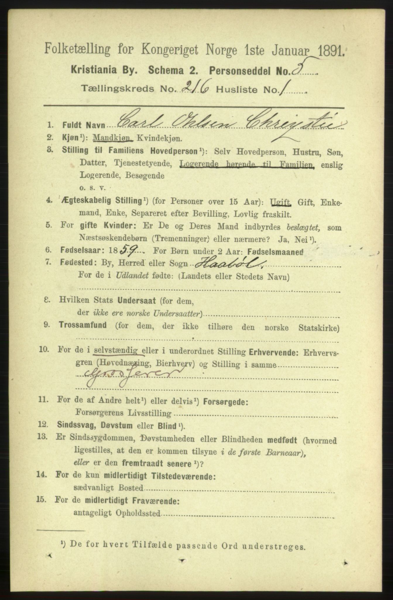 RA, 1891 census for 0301 Kristiania, 1891, p. 128025