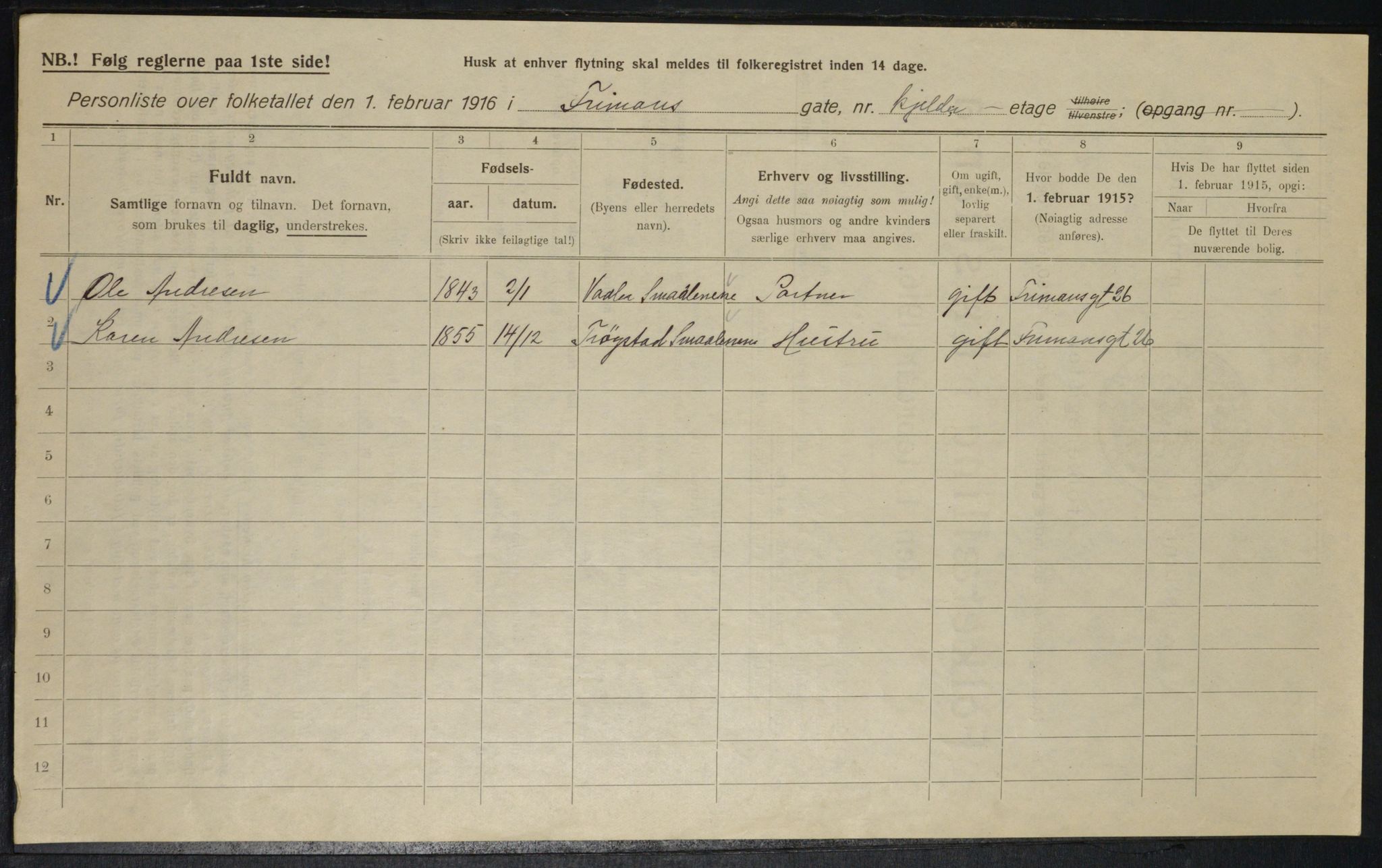 OBA, Municipal Census 1916 for Kristiania, 1916, p. 27594