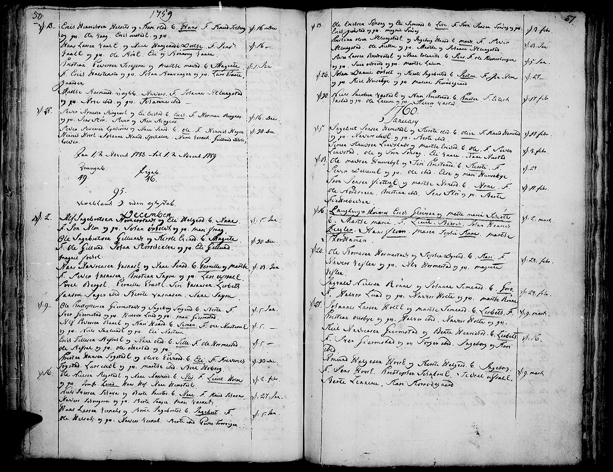 Stange prestekontor, SAH/PREST-002/K/L0005: Parish register (official) no. 5, 1754-1762, p. 50-51