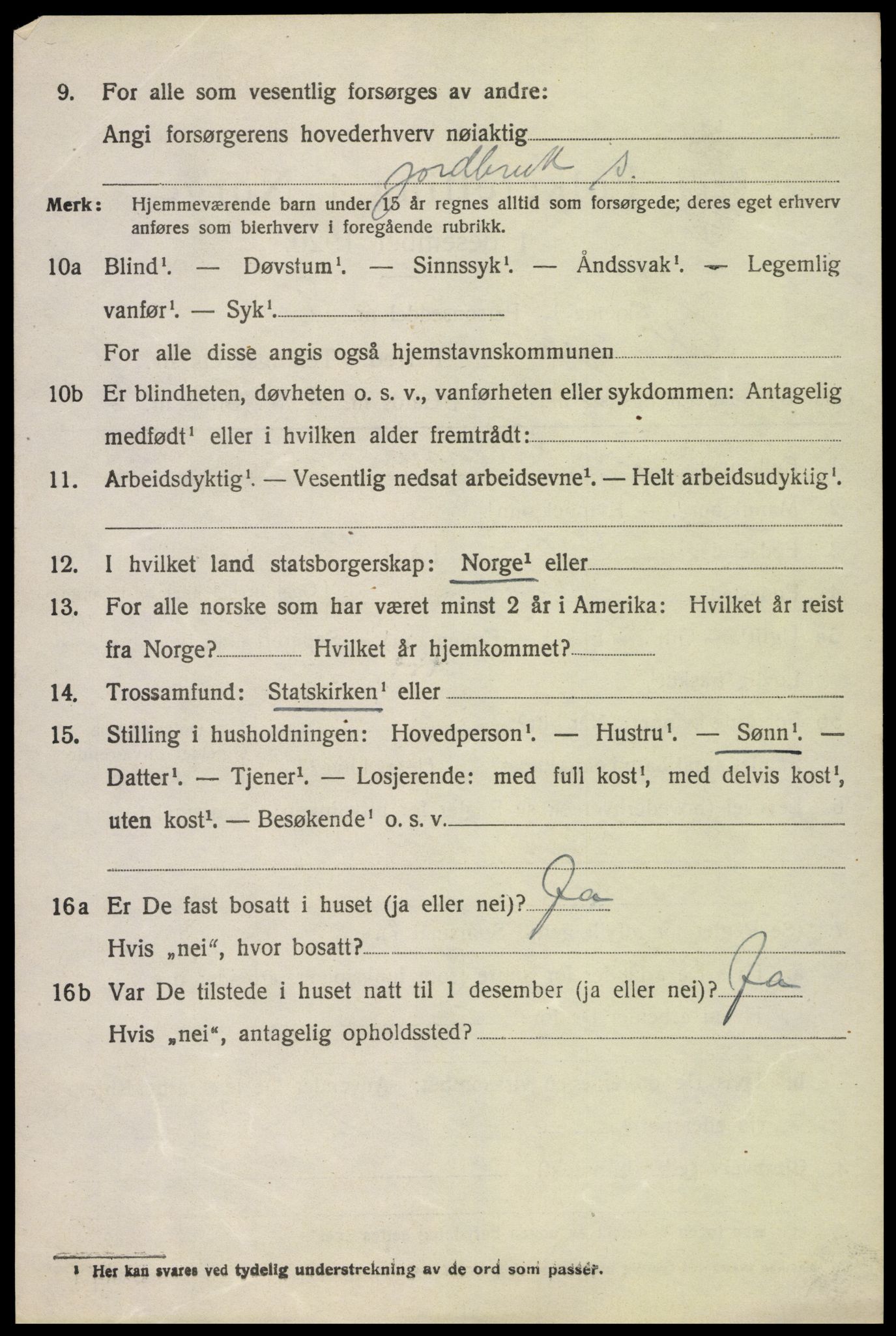 SAH, 1920 census for Ringebu, 1920, p. 5144