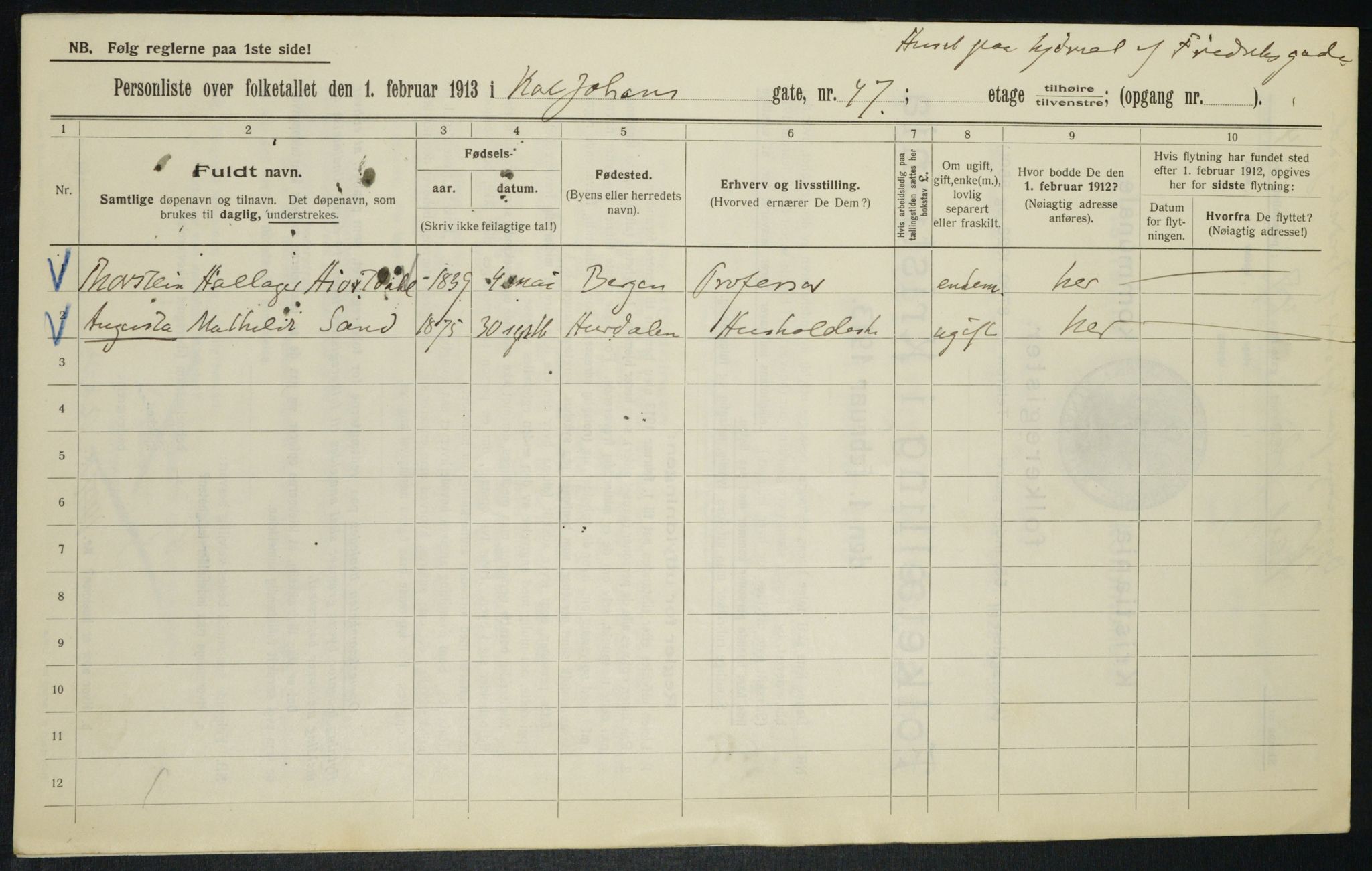 OBA, Municipal Census 1913 for Kristiania, 1913, p. 48668