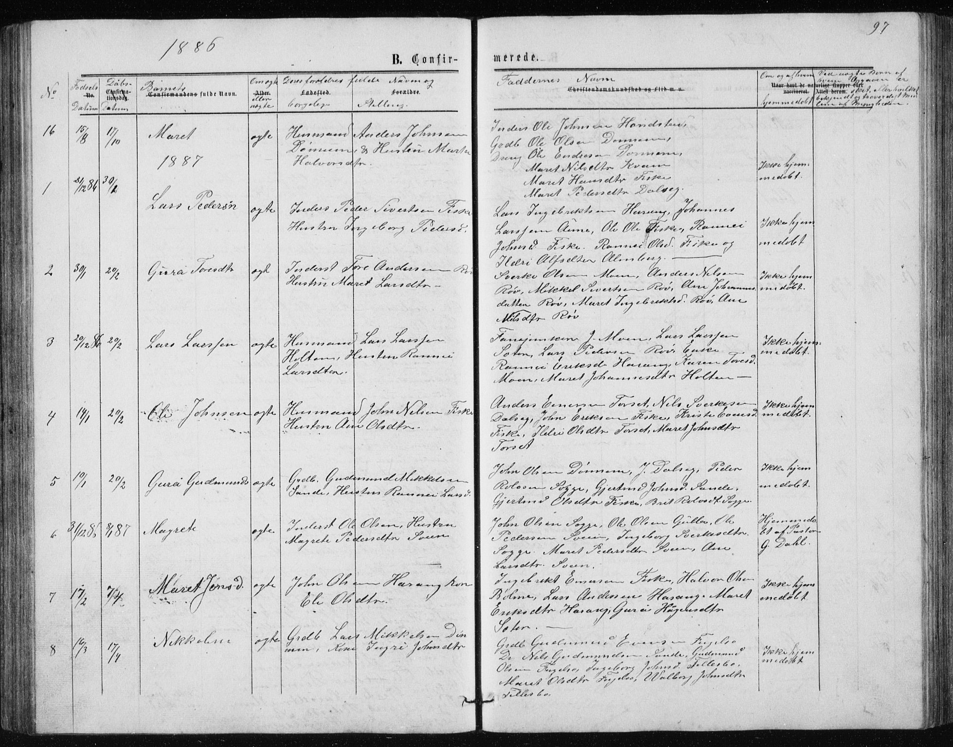 Ministerialprotokoller, klokkerbøker og fødselsregistre - Møre og Romsdal, AV/SAT-A-1454/597/L1064: Parish register (copy) no. 597C01, 1866-1898, p. 97