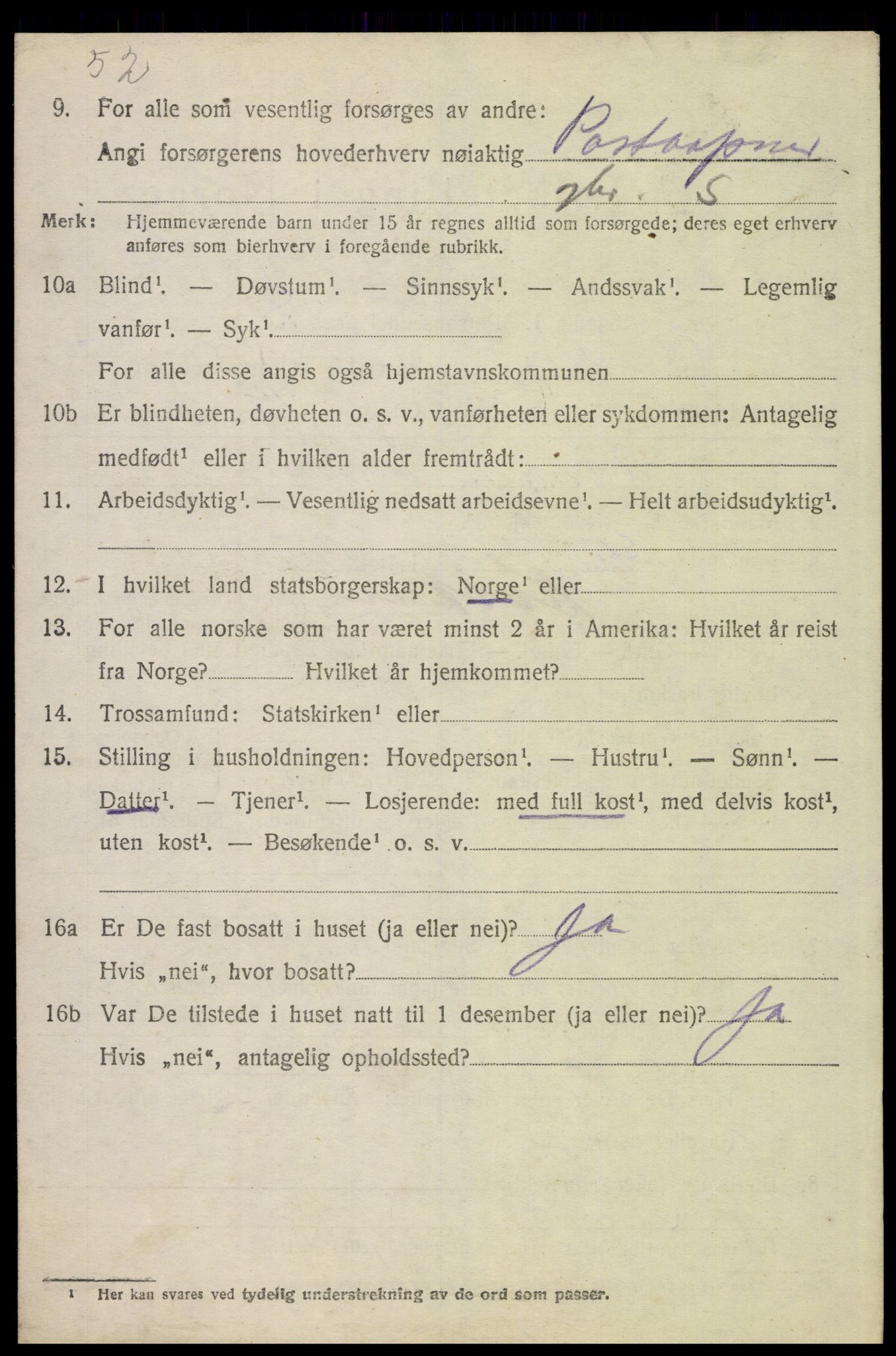 SAH, 1920 census for Kvikne, 1920, p. 3311