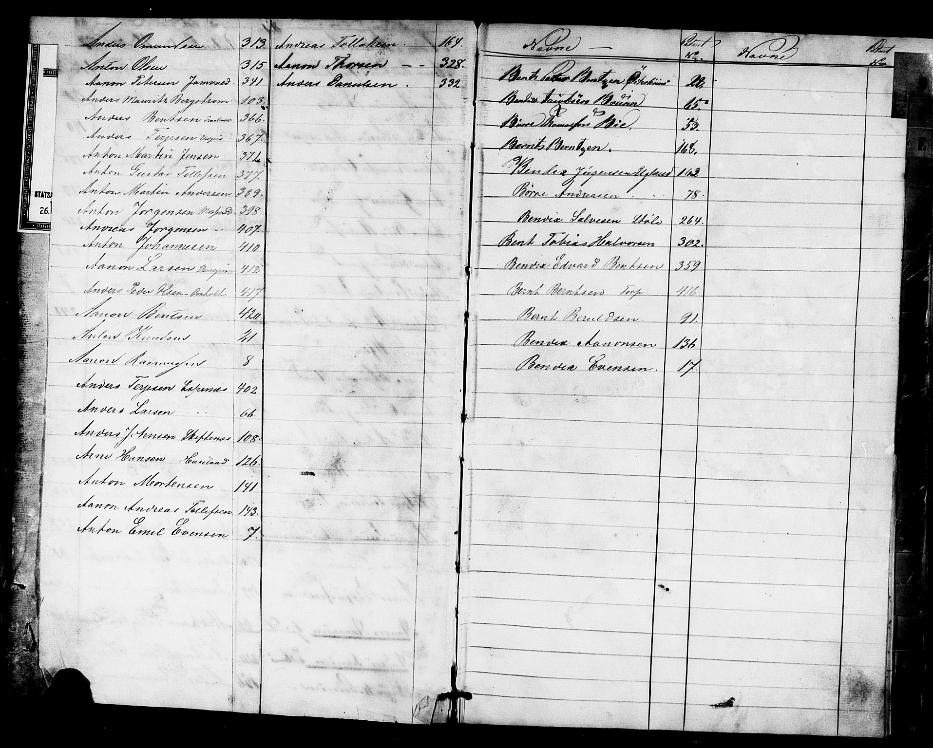 Grimstad mønstringskrets, SAK/2031-0013/F/Fa/L0004: Annotasjonsrulle nr 1-435 med register, V-17, 1860-1867, p. 2
