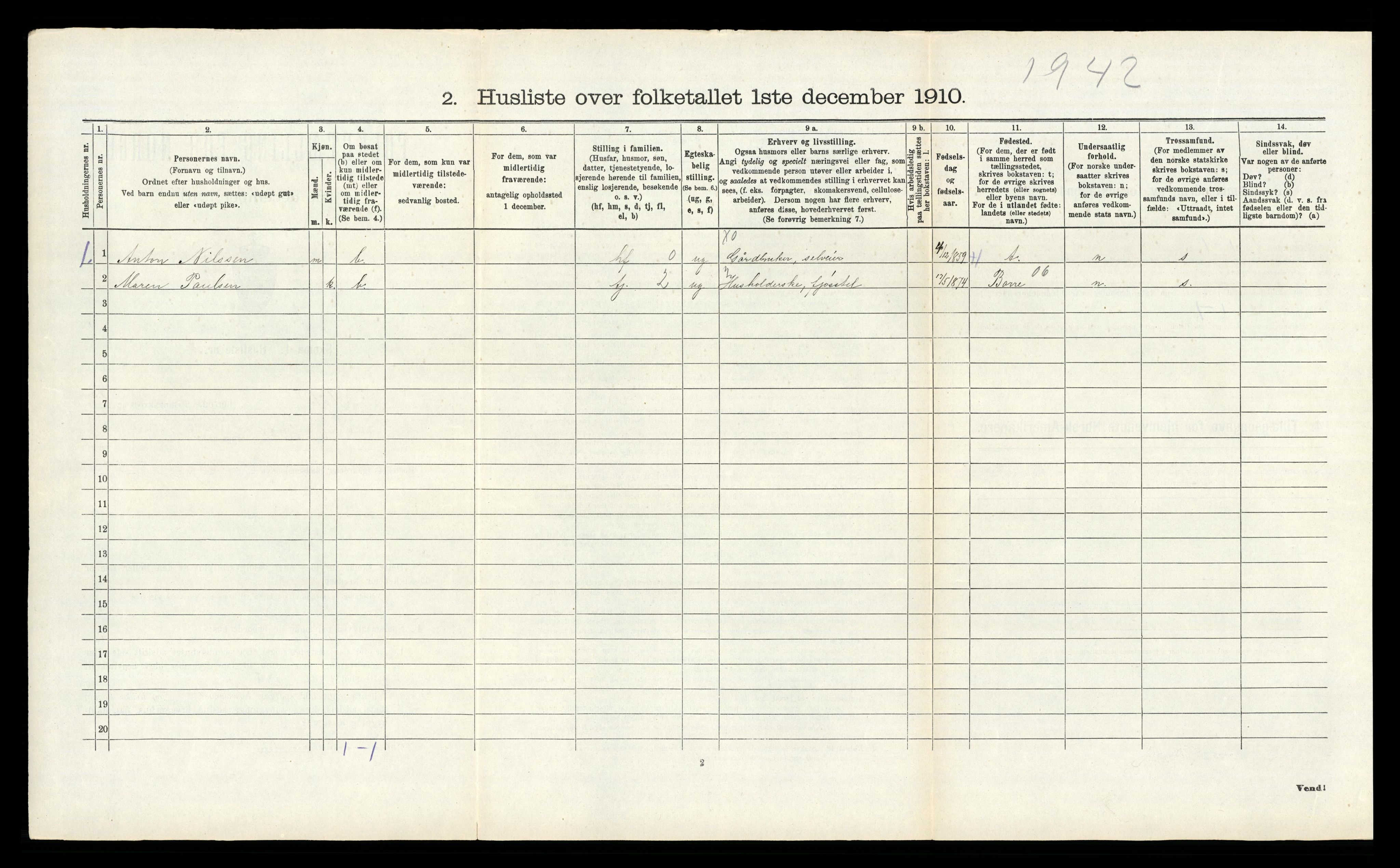 RA, 1910 census for Våle, 1910, p. 735
