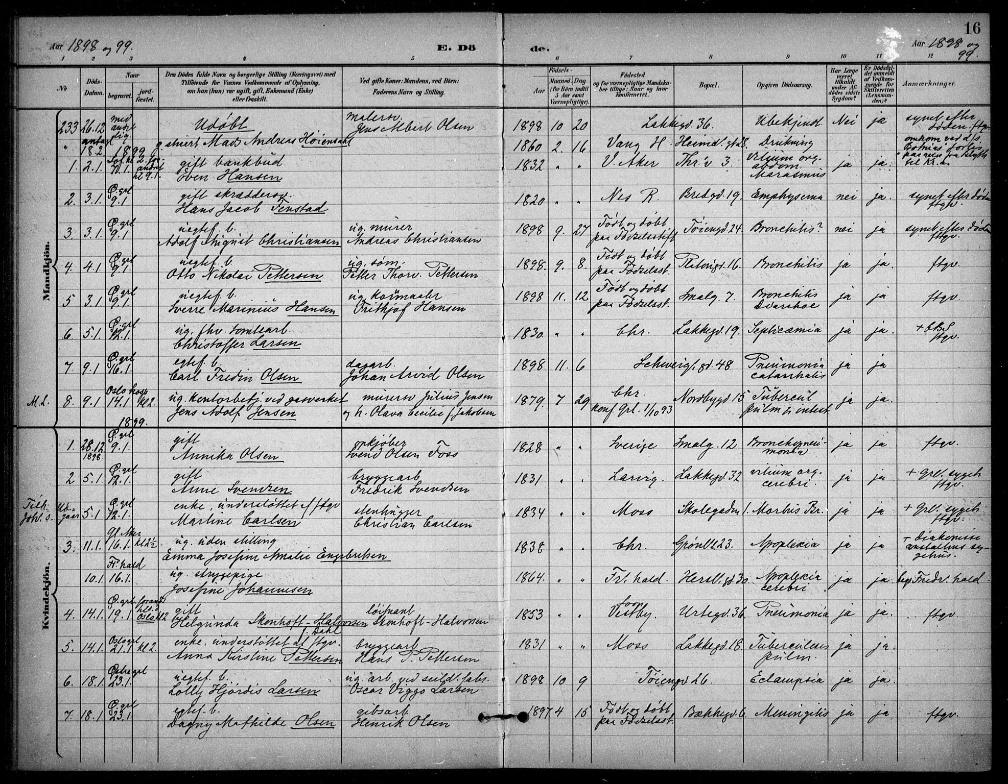 Grønland prestekontor Kirkebøker, AV/SAO-A-10848/F/Fa/L0016: Parish register (official) no. 16, 1898-1918, p. 16