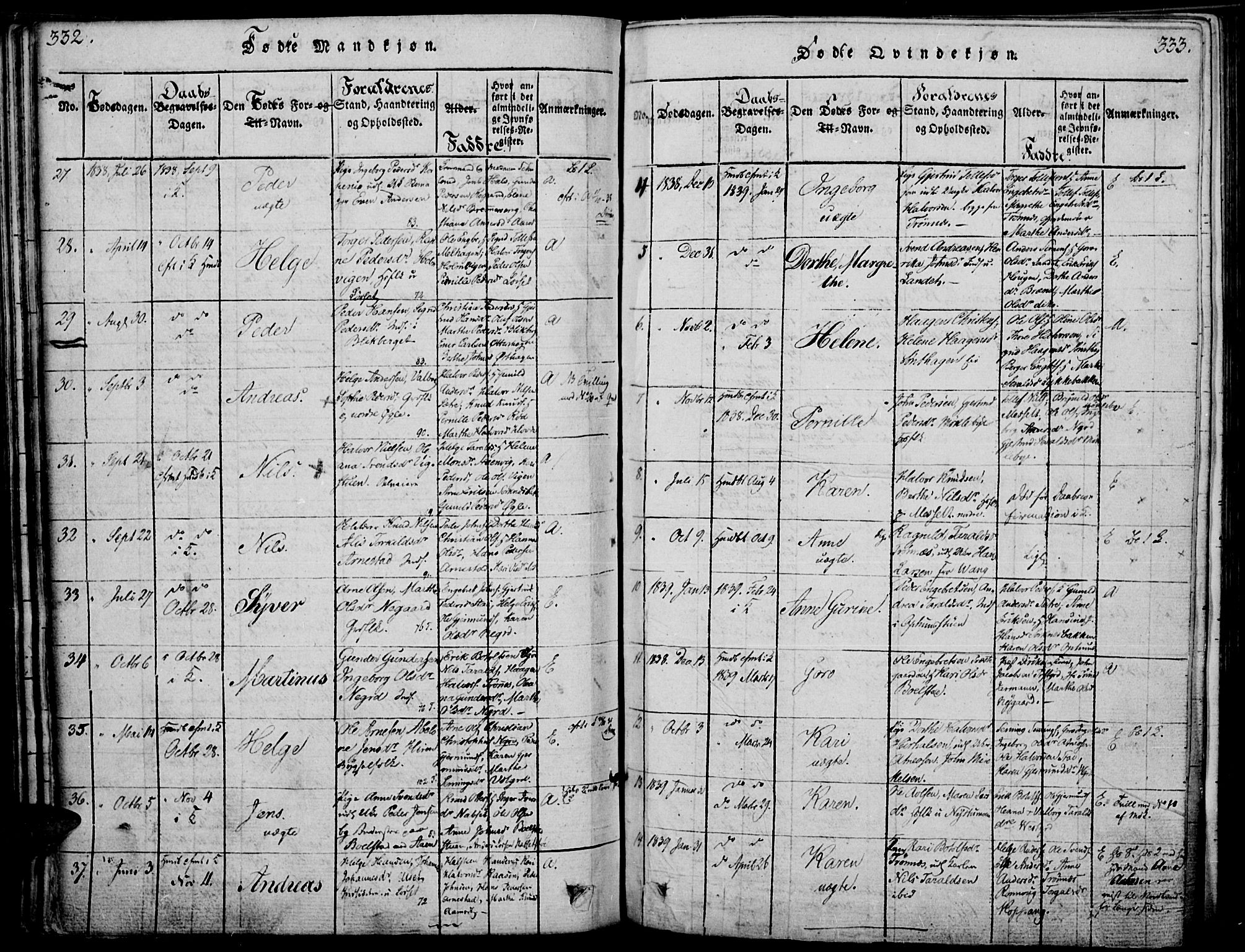 Åmot prestekontor, Hedmark, AV/SAH-PREST-056/H/Ha/Haa/L0005: Parish register (official) no. 5, 1815-1841, p. 332-333