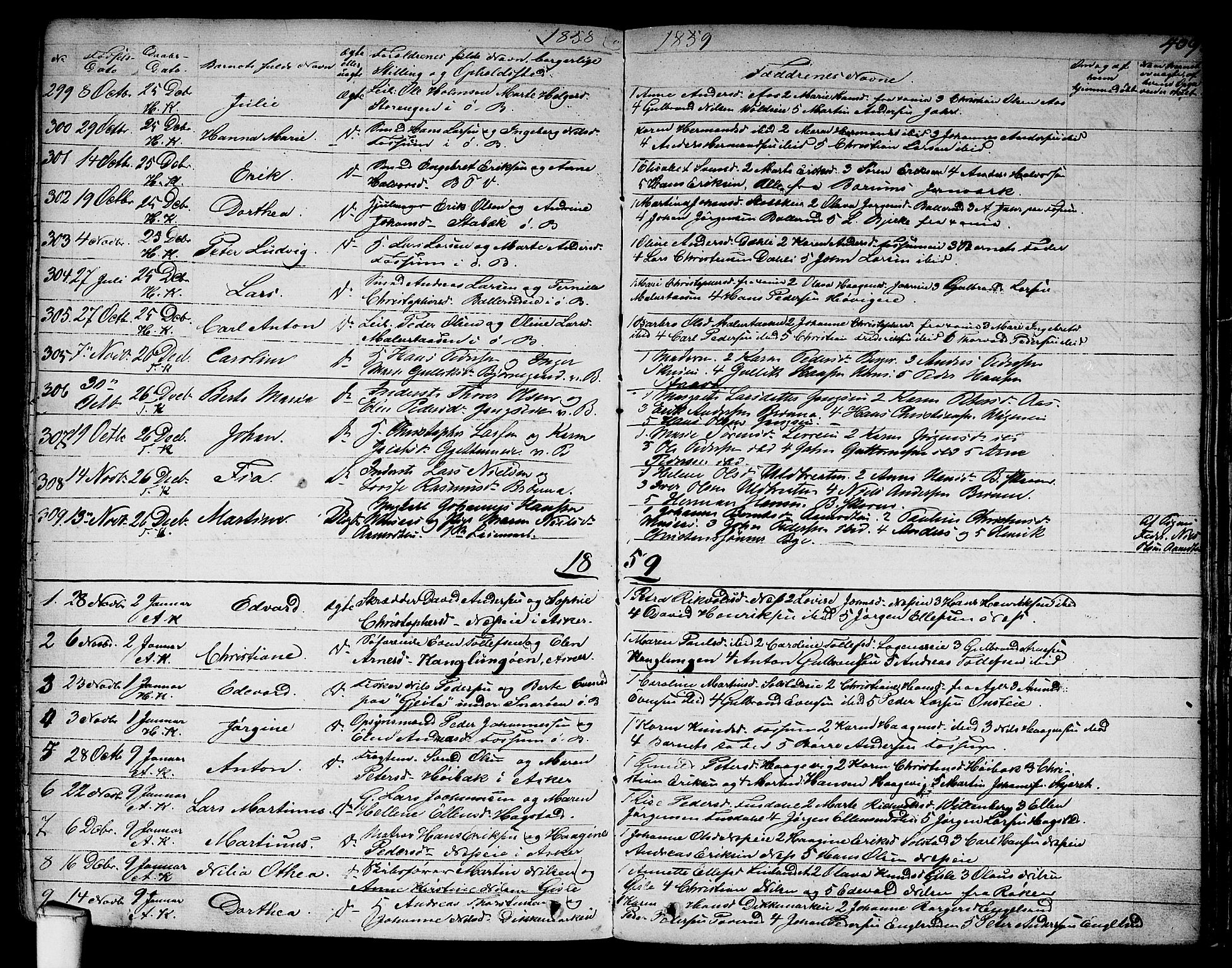 Asker prestekontor Kirkebøker, SAO/A-10256a/F/Fa/L0007: Parish register (official) no. I 7, 1825-1864, p. 409