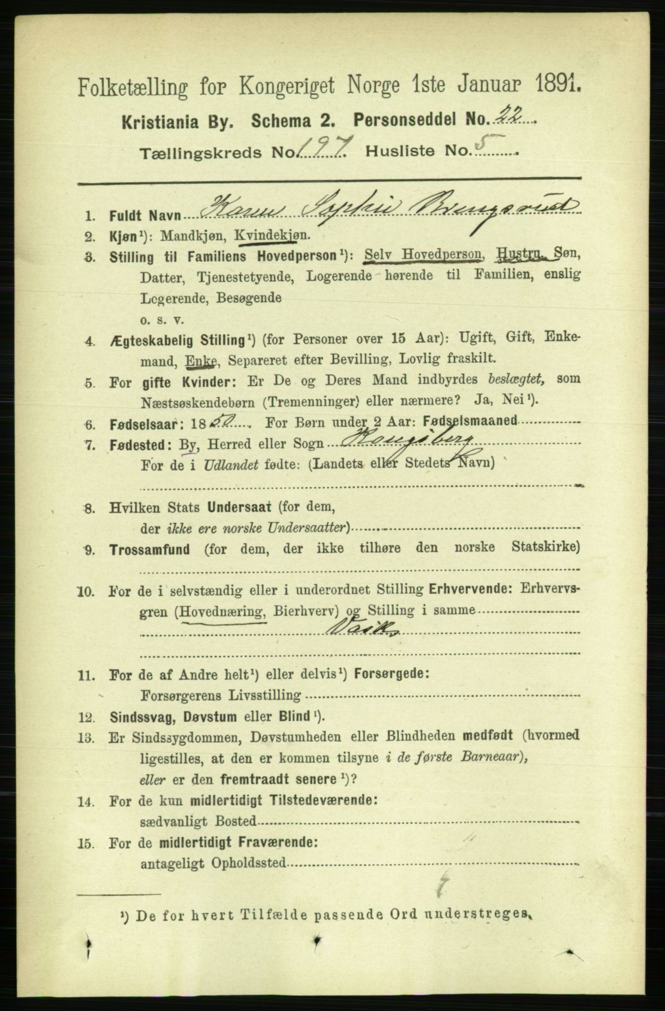 RA, 1891 census for 0301 Kristiania, 1891, p. 118911