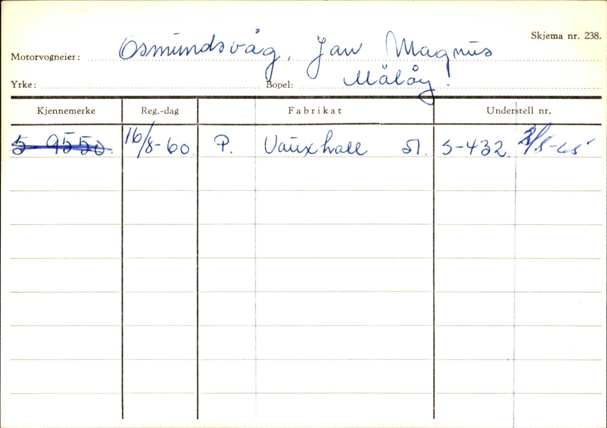 Statens vegvesen, Sogn og Fjordane vegkontor, AV/SAB-A-5301/4/F/L0144: Registerkort Vågsøy A-R, 1945-1975, p. 2240