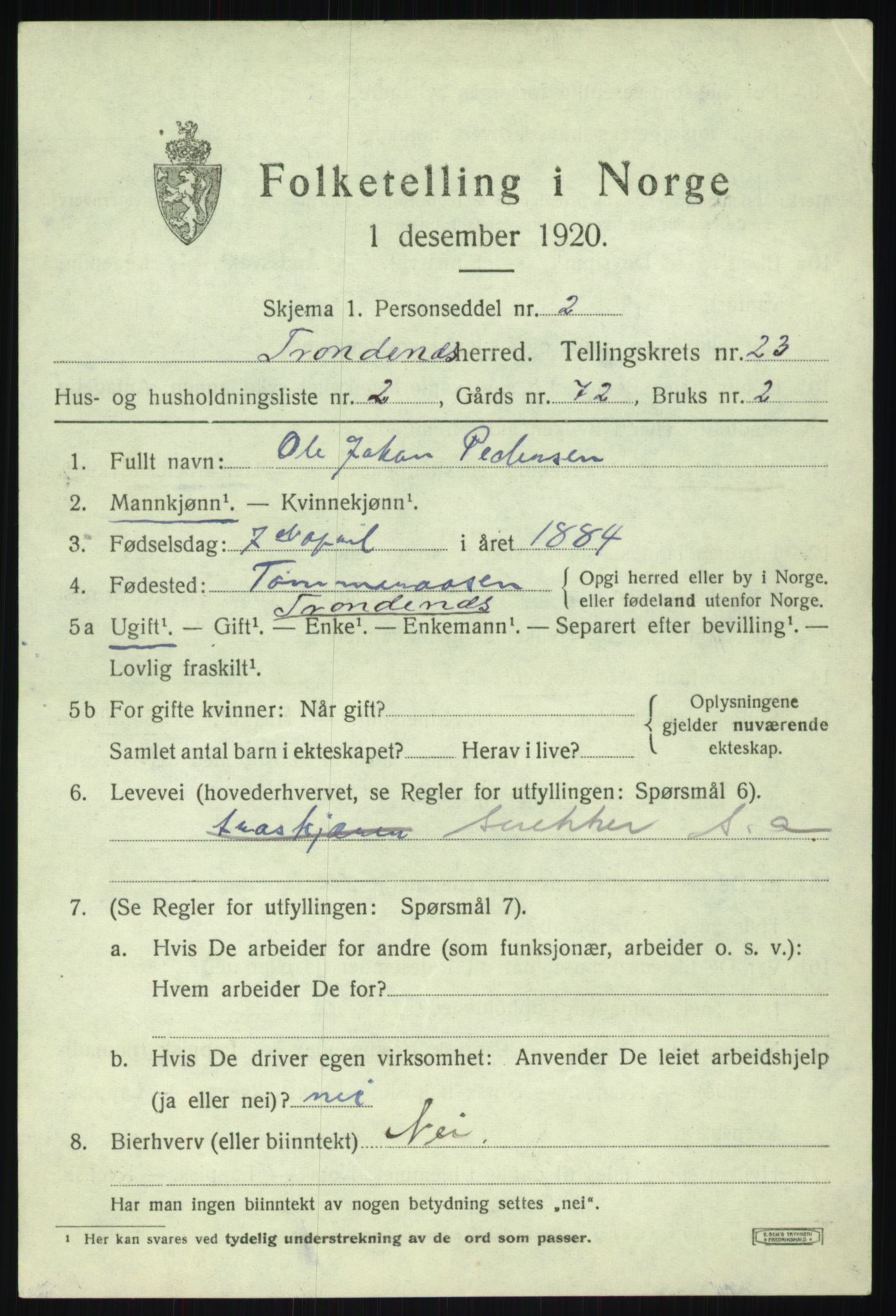 SATØ, 1920 census for Trondenes, 1920, p. 17898