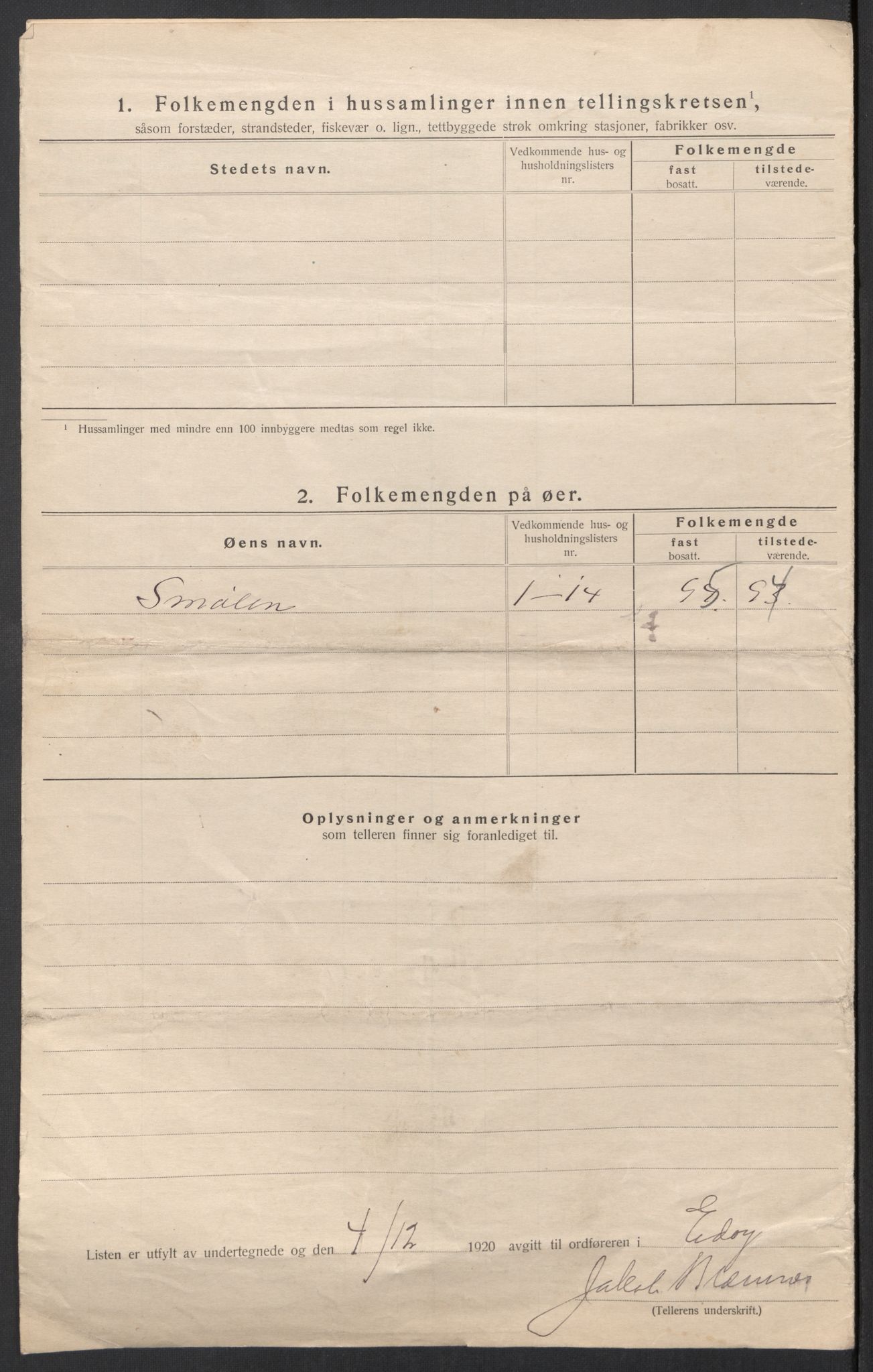 SAT, 1920 census for Edøy, 1920, p. 12