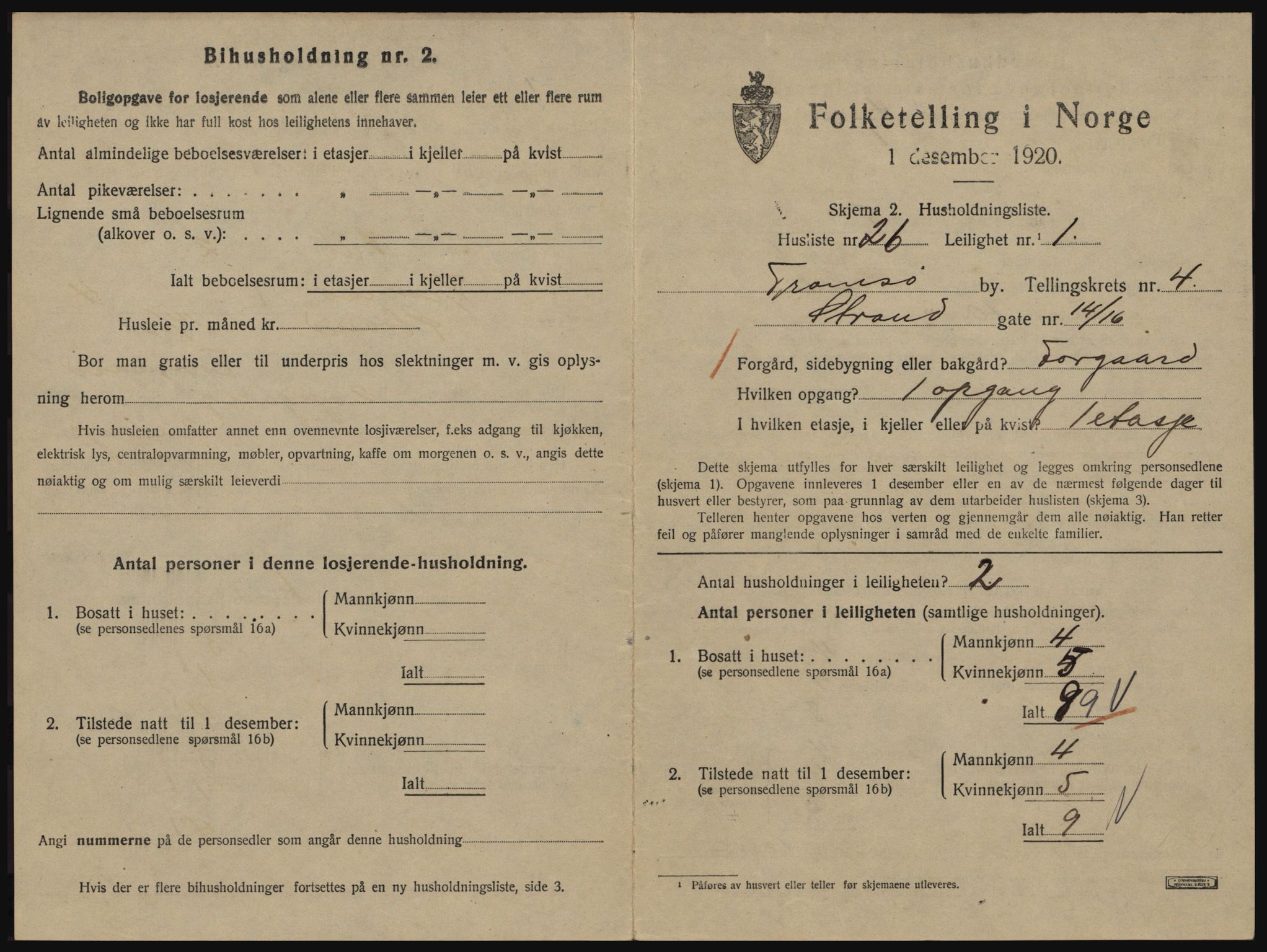 SATØ, 1920 census for Tromsø, 1920, p. 4105