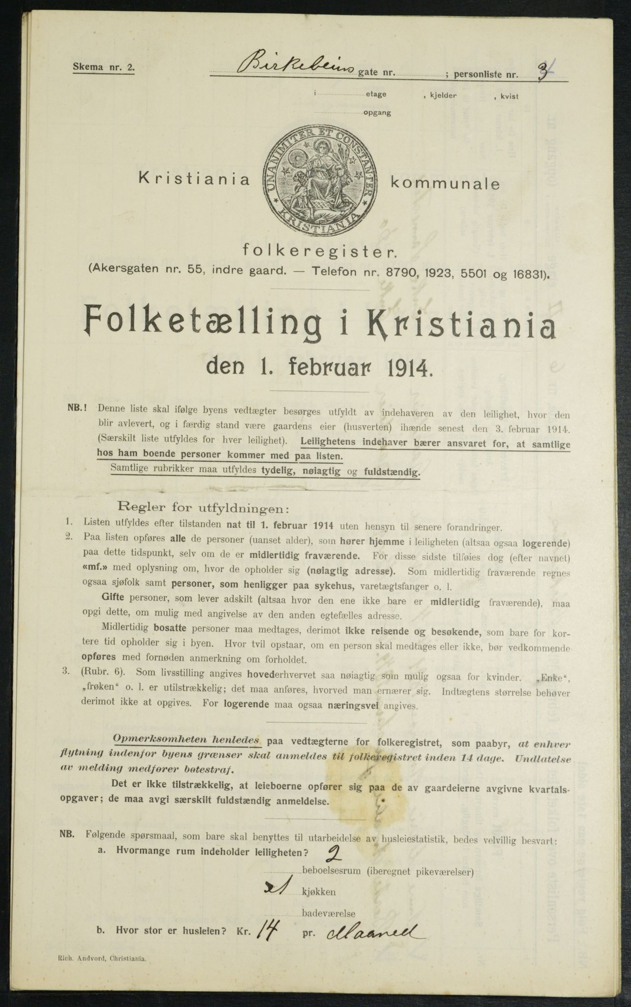 OBA, Municipal Census 1914 for Kristiania, 1914, p. 4943