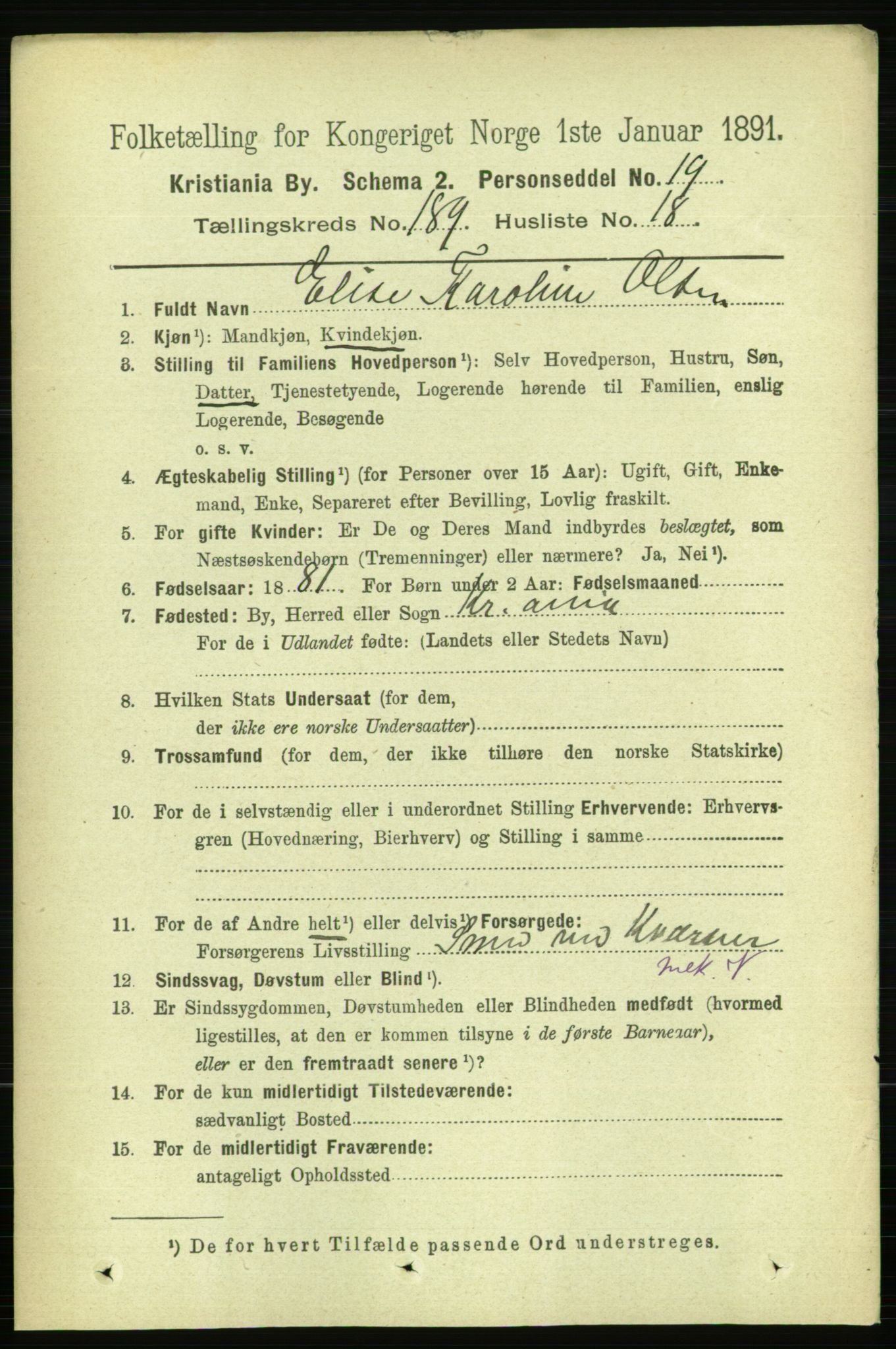 RA, 1891 census for 0301 Kristiania, 1891, p. 113893