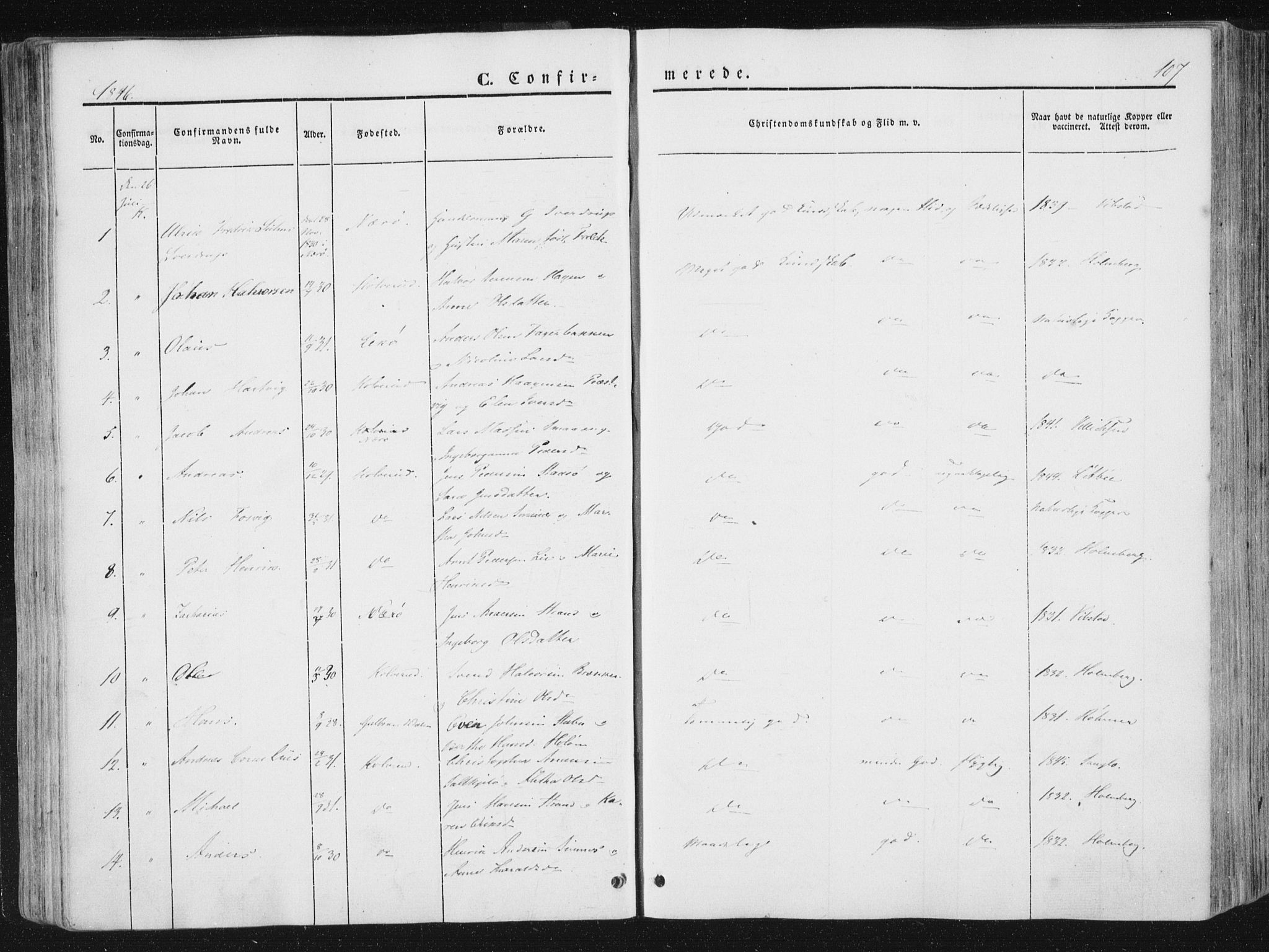 Ministerialprotokoller, klokkerbøker og fødselsregistre - Nord-Trøndelag, SAT/A-1458/780/L0640: Parish register (official) no. 780A05, 1845-1856, p. 107