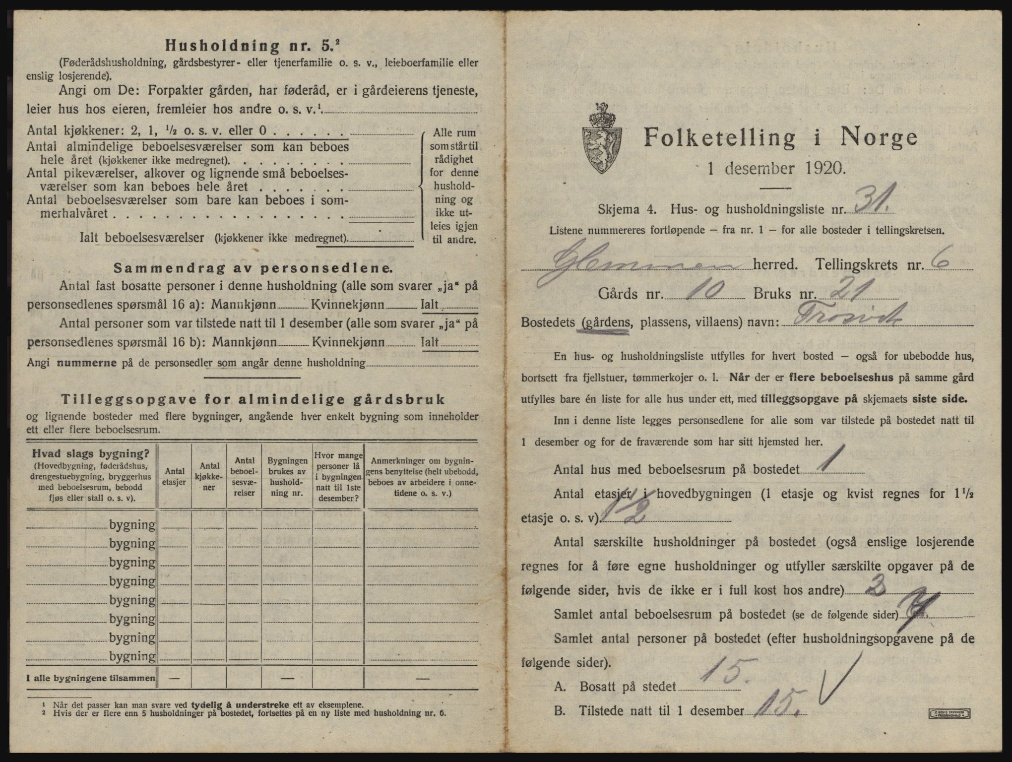 SAO, 1920 census for Glemmen, 1920, p. 2561