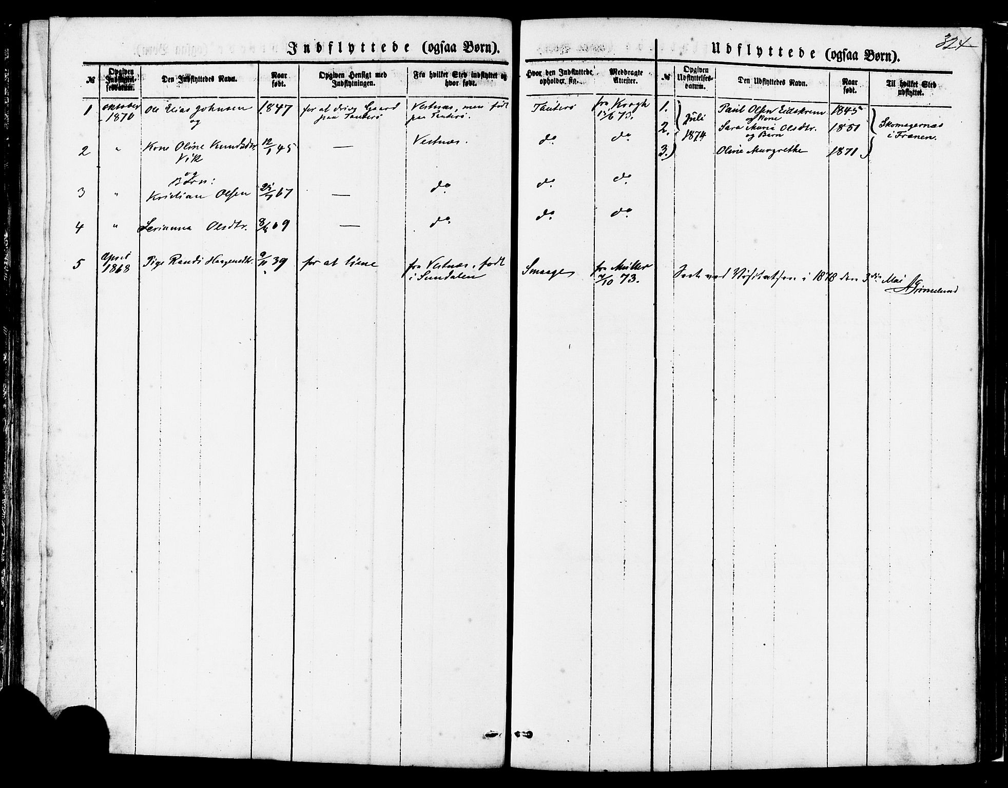 Ministerialprotokoller, klokkerbøker og fødselsregistre - Møre og Romsdal, SAT/A-1454/560/L0720: Parish register (official) no. 560A04, 1873-1878, p. 324