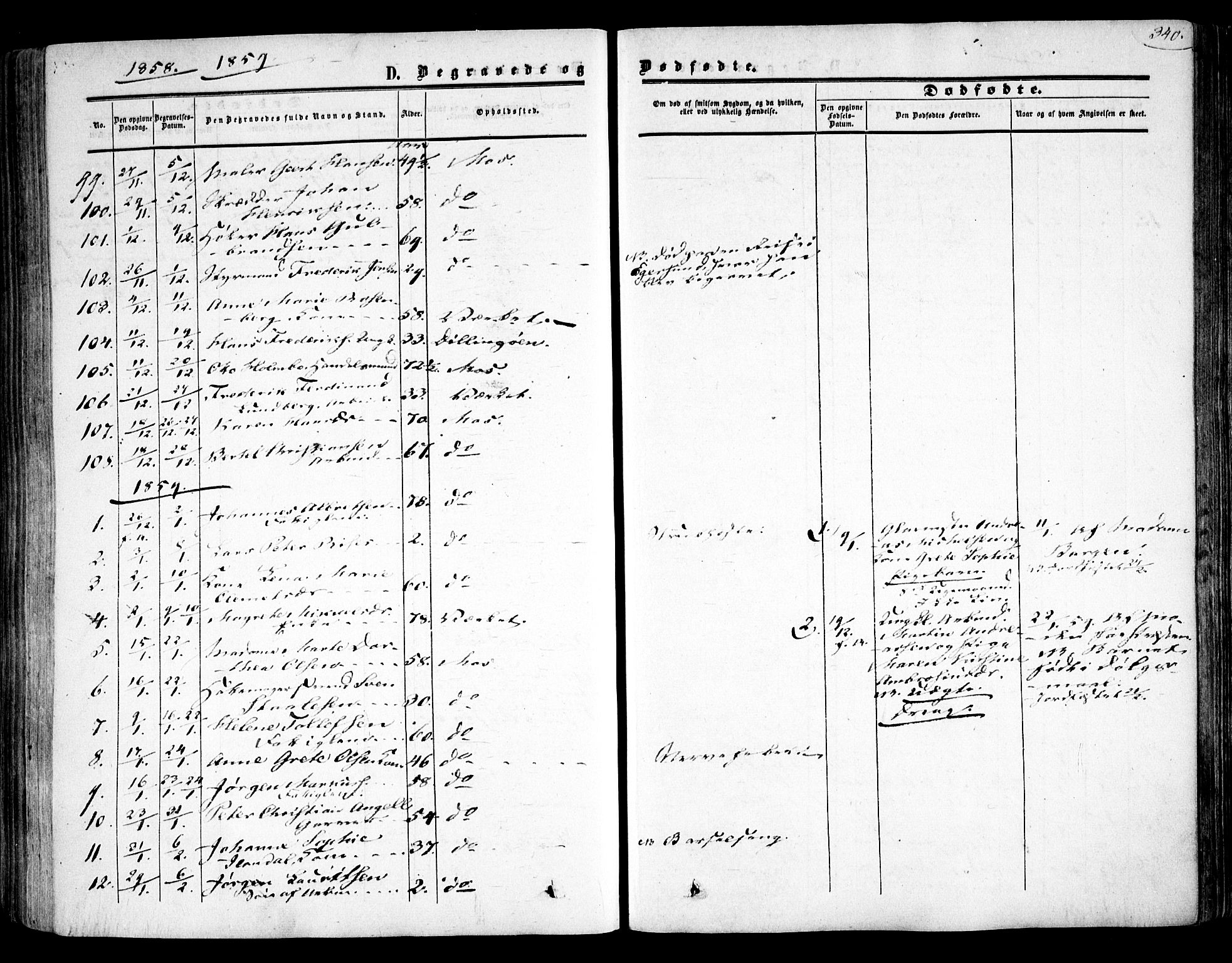 Moss prestekontor Kirkebøker, SAO/A-2003/F/Fa/L0008: Parish register (official) no. I 8, 1852-1869, p. 340
