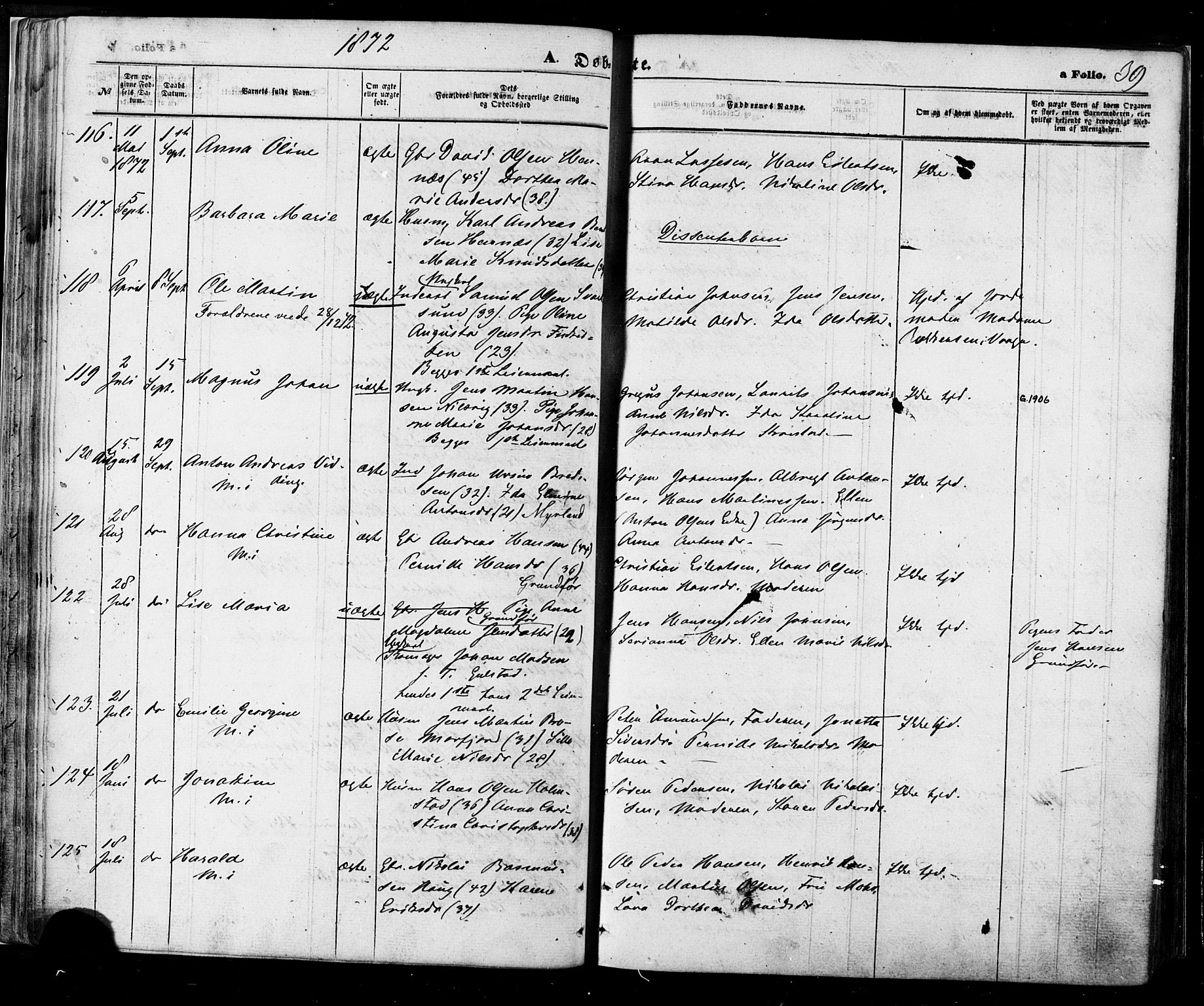 Ministerialprotokoller, klokkerbøker og fødselsregistre - Nordland, SAT/A-1459/888/L1242: Parish register (official) no. 888A08, 1870-1875, p. 39