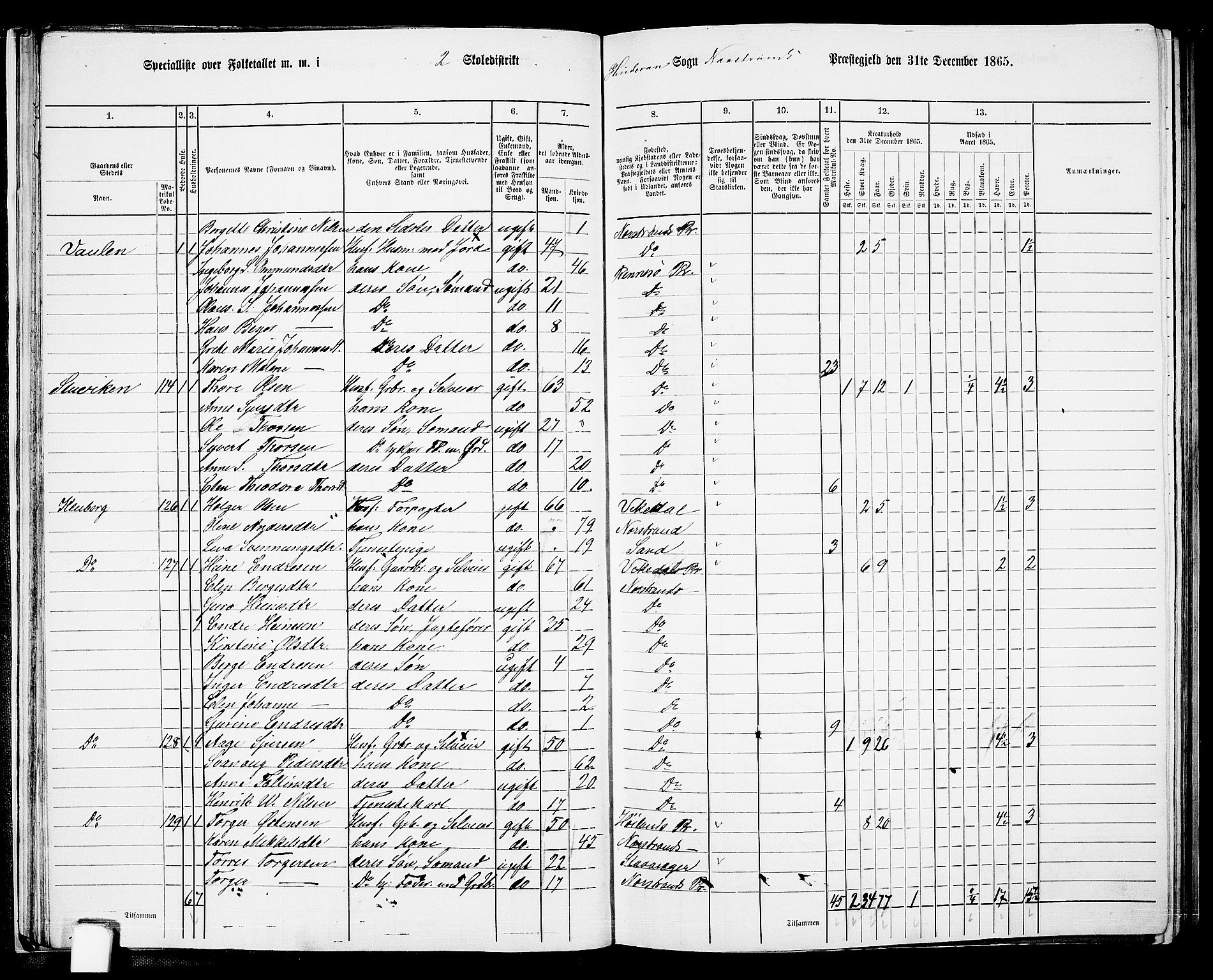 RA, 1865 census for Nedstrand, 1865, p. 33