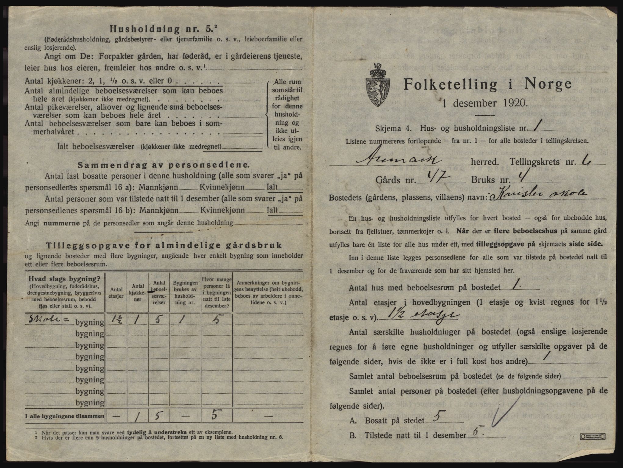 SAO, 1920 census for Aremark, 1920, p. 583