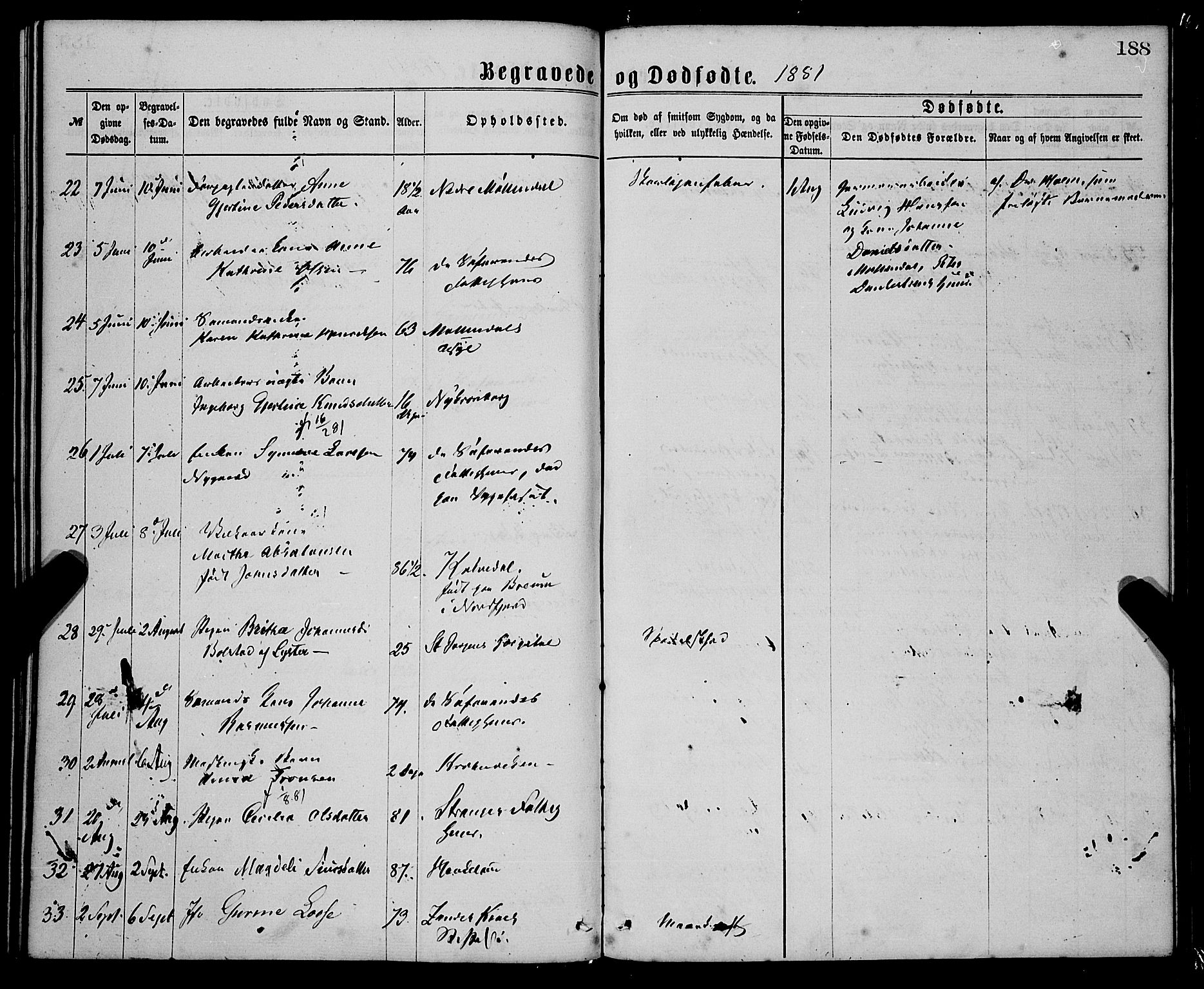 St. Jørgens hospital og Årstad sokneprestembete, AV/SAB-A-99934: Parish register (official) no. A 11, 1864-1886, p. 188