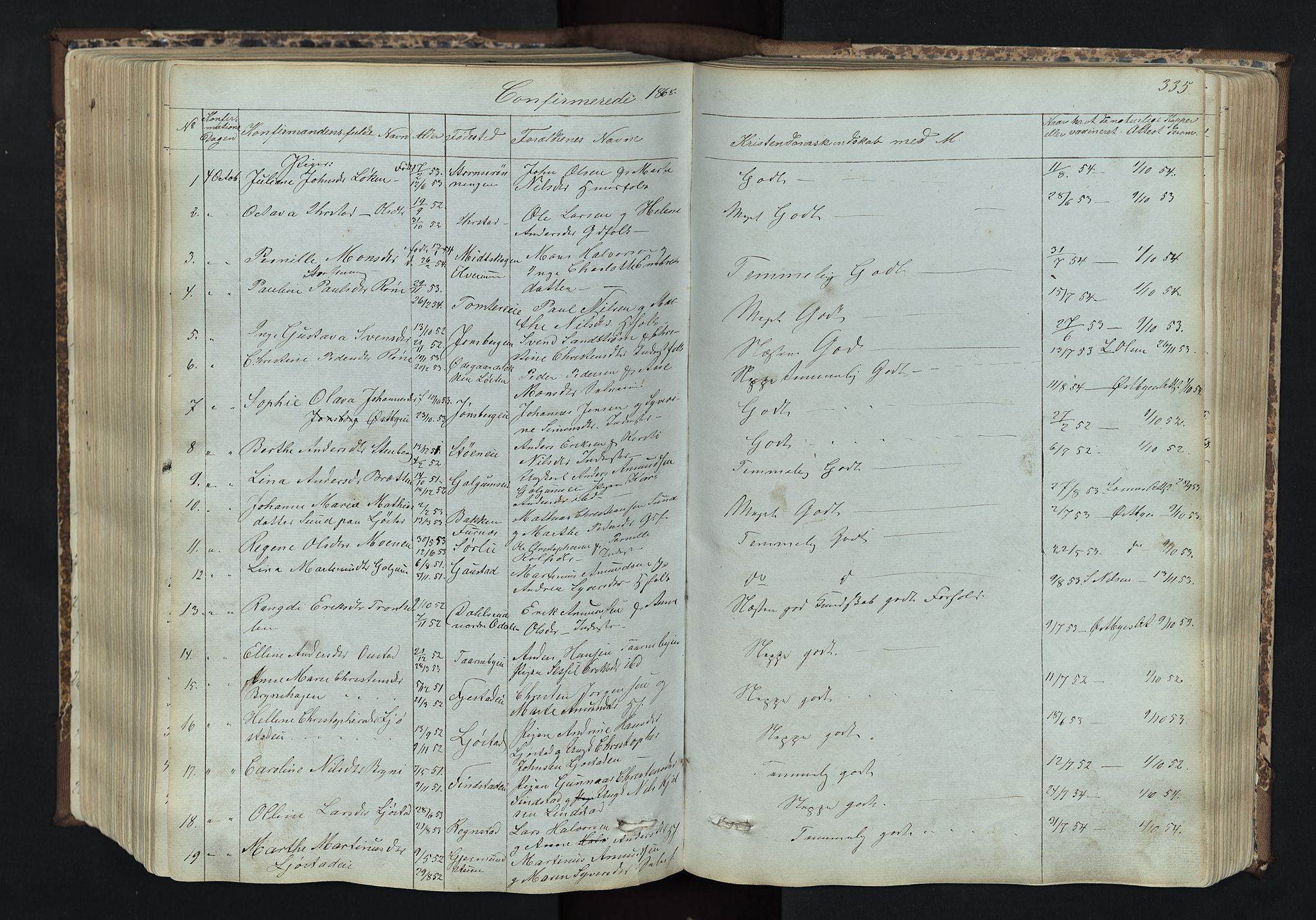 Romedal prestekontor, SAH/PREST-004/L/L0011: Parish register (copy) no. 11, 1867-1895, p. 335