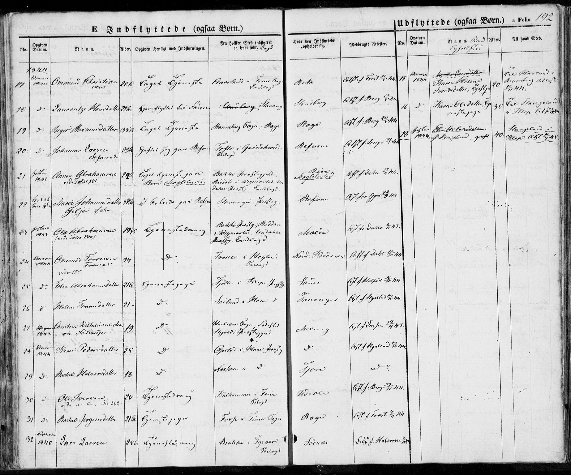 Håland sokneprestkontor, AV/SAST-A-101802/001/30BA/L0006: Parish register (official) no. A 6, 1842-1853, p. 192