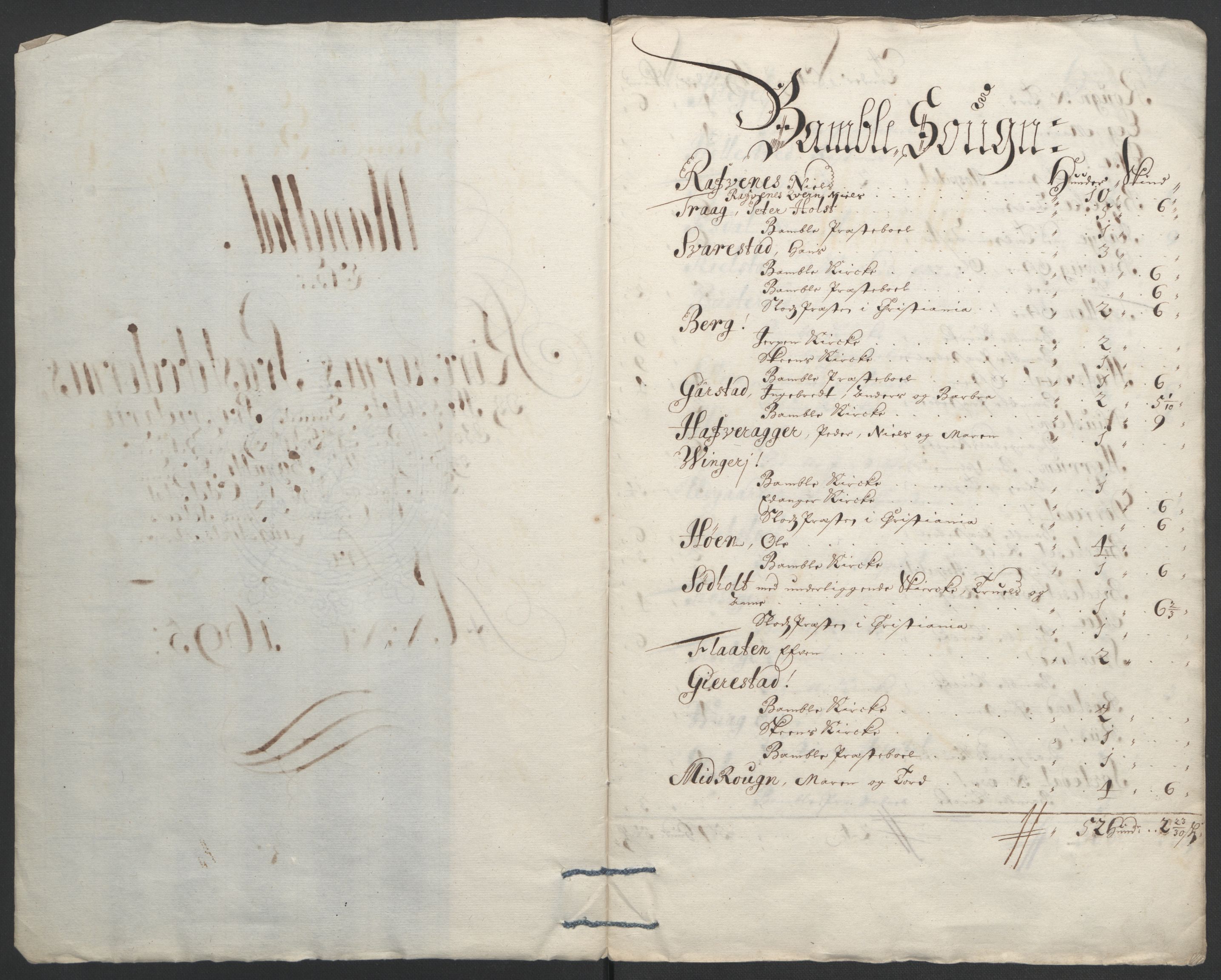 Rentekammeret inntil 1814, Reviderte regnskaper, Fogderegnskap, AV/RA-EA-4092/R36/L2093: Fogderegnskap Øvre og Nedre Telemark og Bamble, 1695, p. 537