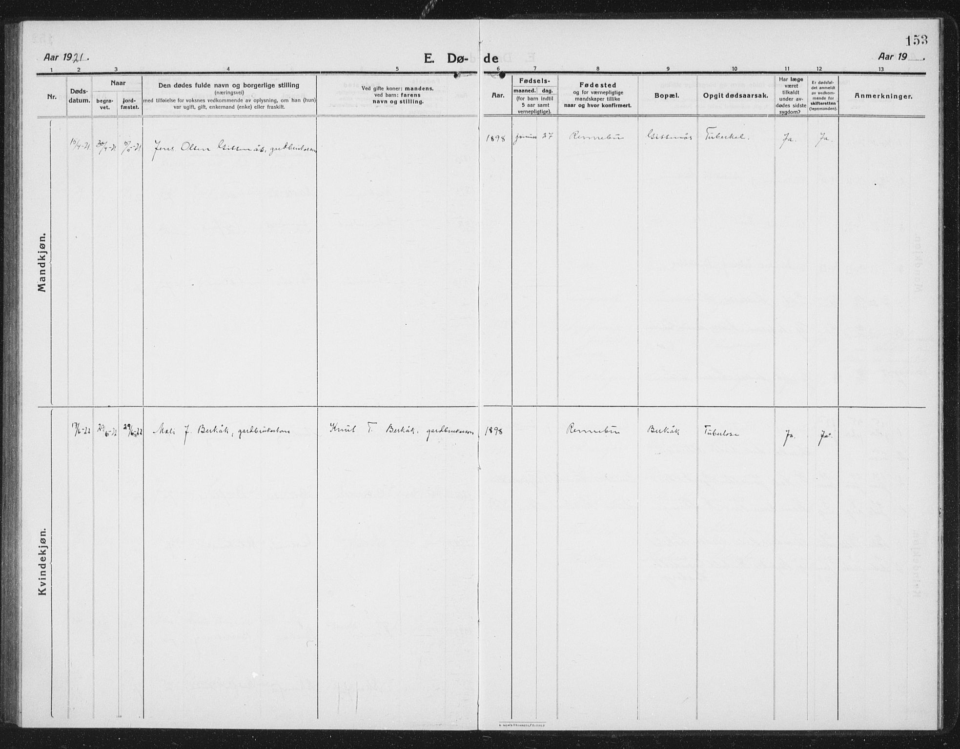 Ministerialprotokoller, klokkerbøker og fødselsregistre - Sør-Trøndelag, SAT/A-1456/675/L0888: Parish register (copy) no. 675C01, 1913-1935, p. 153