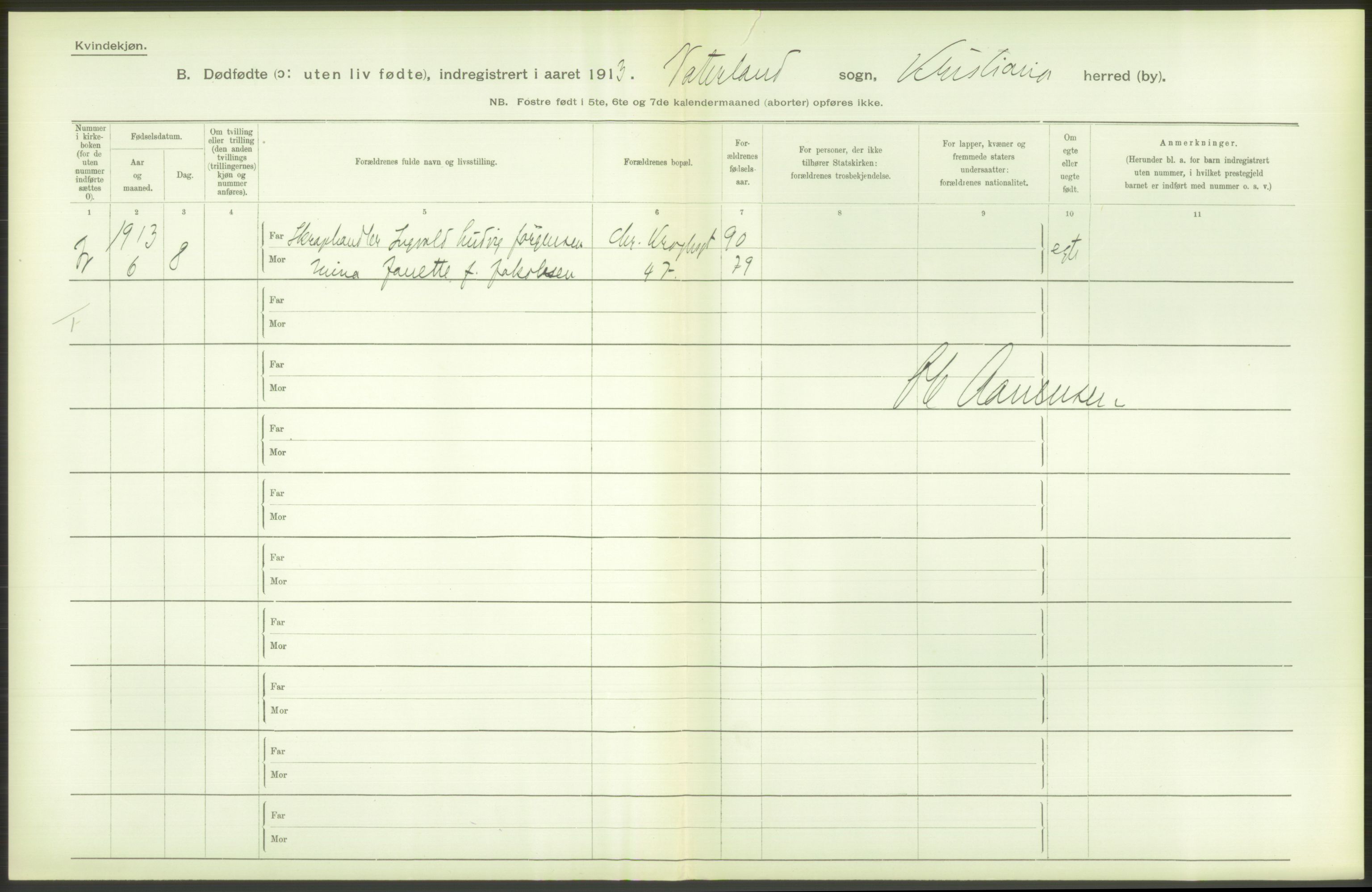 Statistisk sentralbyrå, Sosiodemografiske emner, Befolkning, RA/S-2228/D/Df/Dfb/Dfbc/L0010: Kristiania: Døde, dødfødte., 1913, p. 176