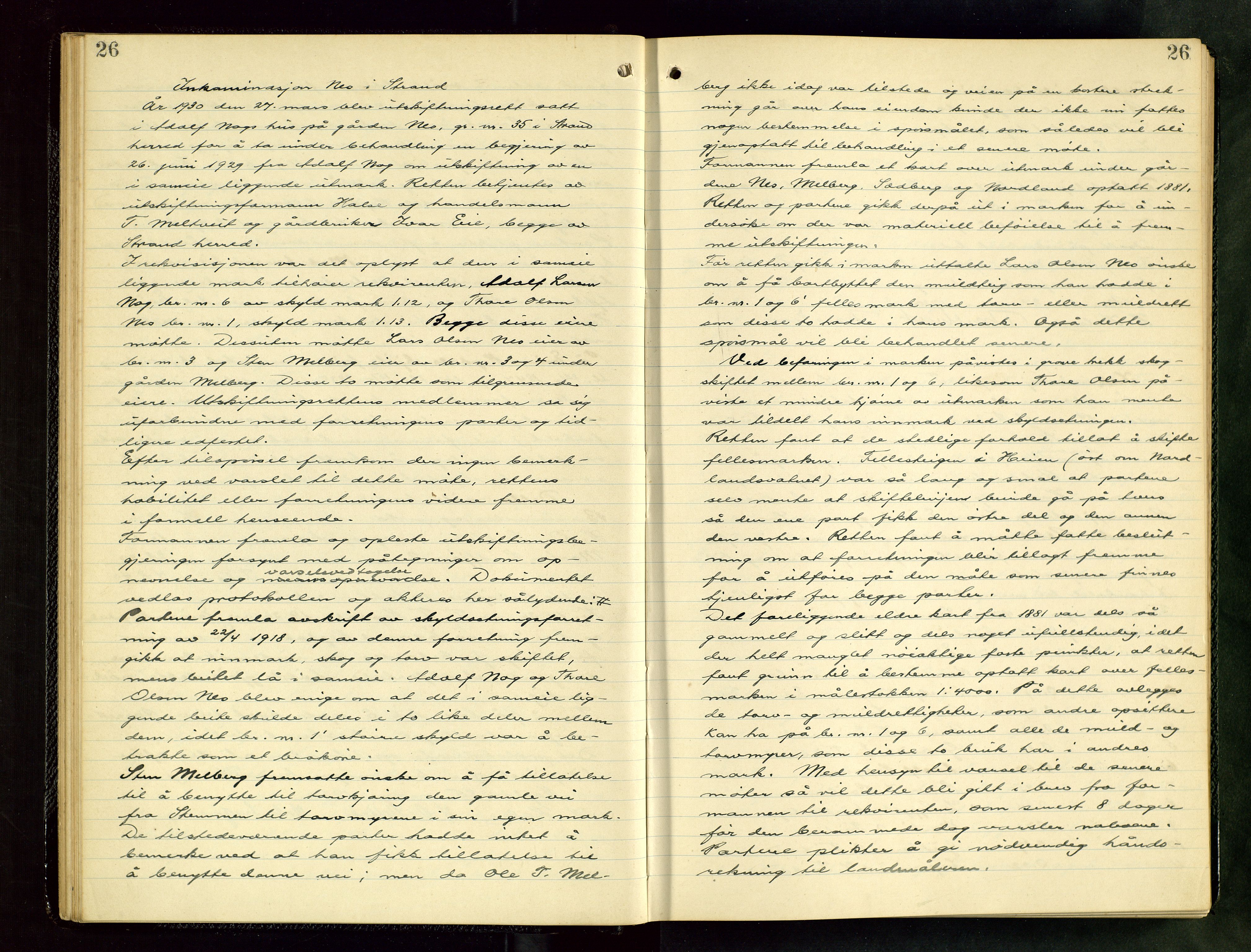 Rogaland jordskifterett, AV/SAST-A-102426/Oa/L0082: Forhandlingsprotokoll, 1929-1932, p. 26