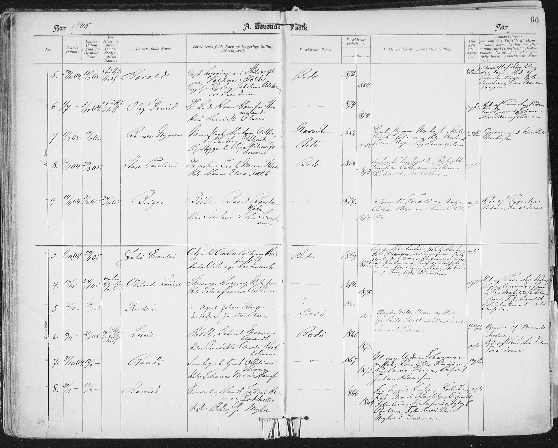 Ministerialprotokoller, klokkerbøker og fødselsregistre - Nordland, AV/SAT-A-1459/801/L0011: Parish register (official) no. 801A11, 1900-1916, p. 66