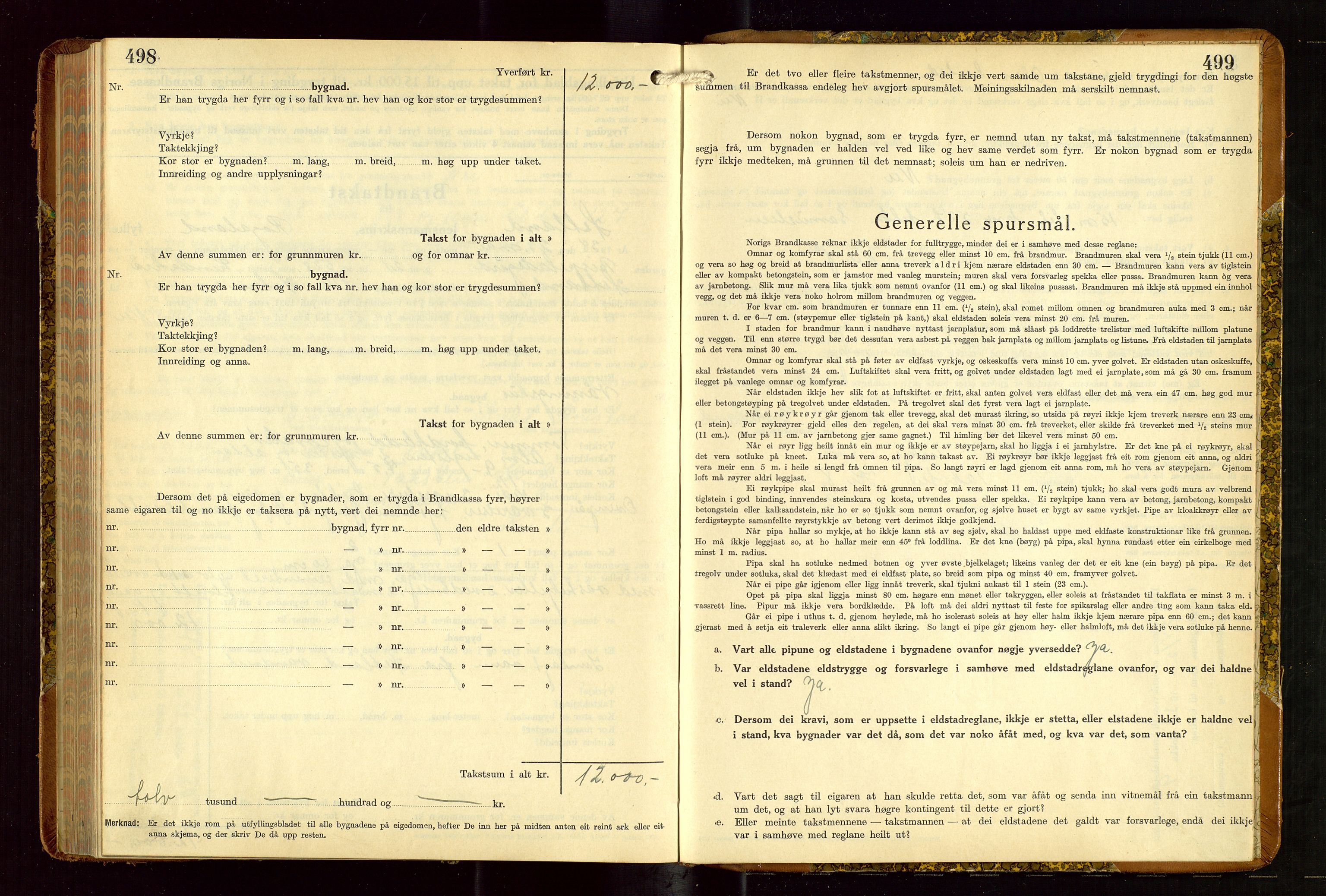 Hetland lensmannskontor, SAST/A-100101/Gob/L0005: "Brandtakstprotokoll", 1936-1938, p. 498-499