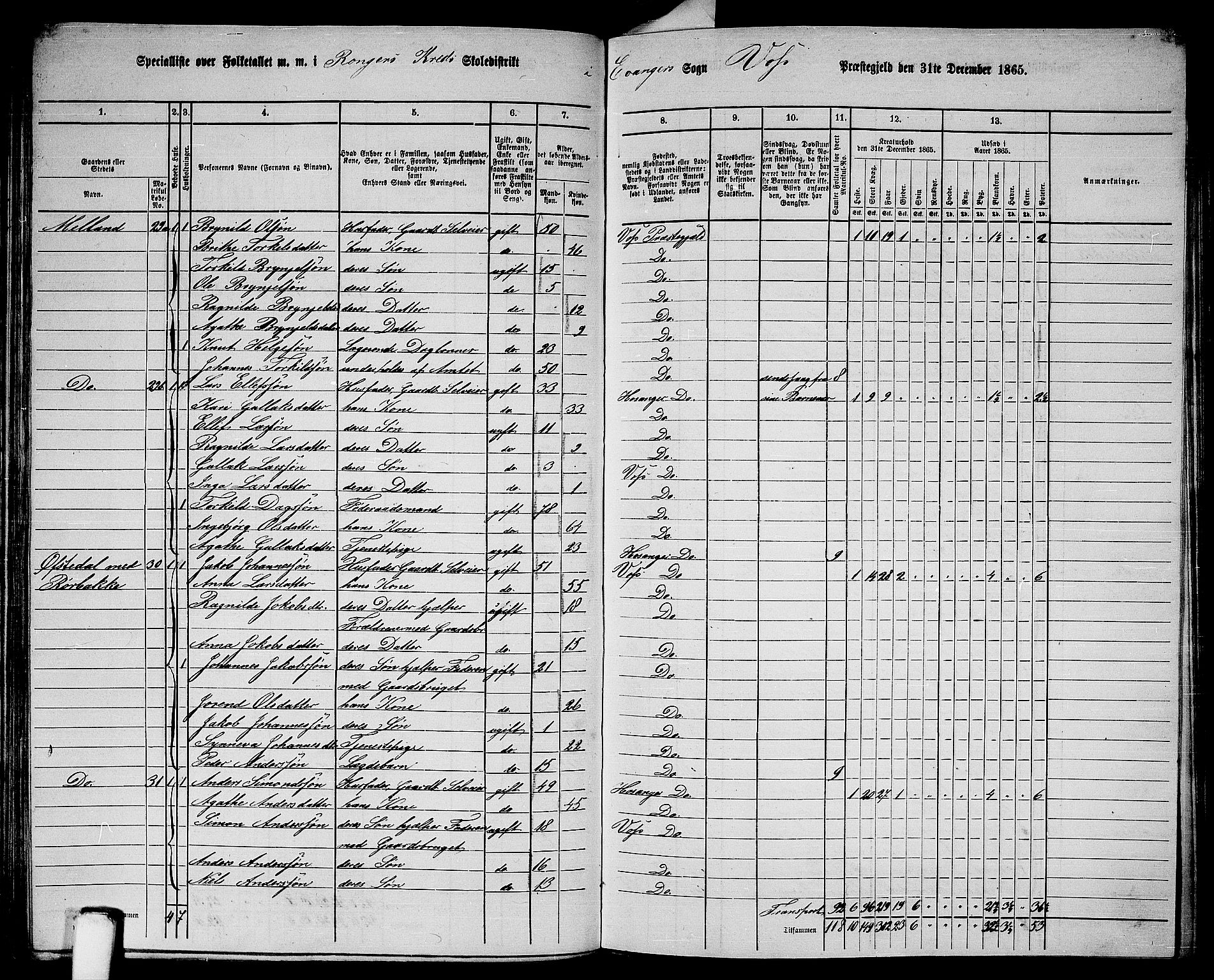 RA, 1865 census for Voss, 1865, p. 325