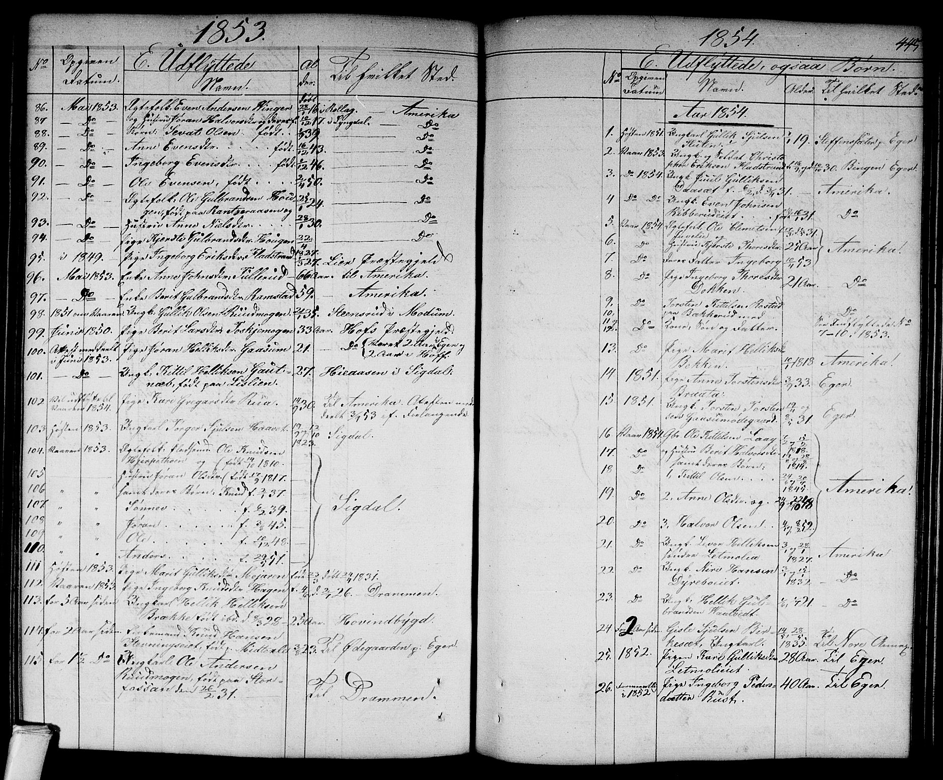 Flesberg kirkebøker, SAKO/A-18/G/Ga/L0002: Parish register (copy) no. I 2, 1834-1860, p. 445