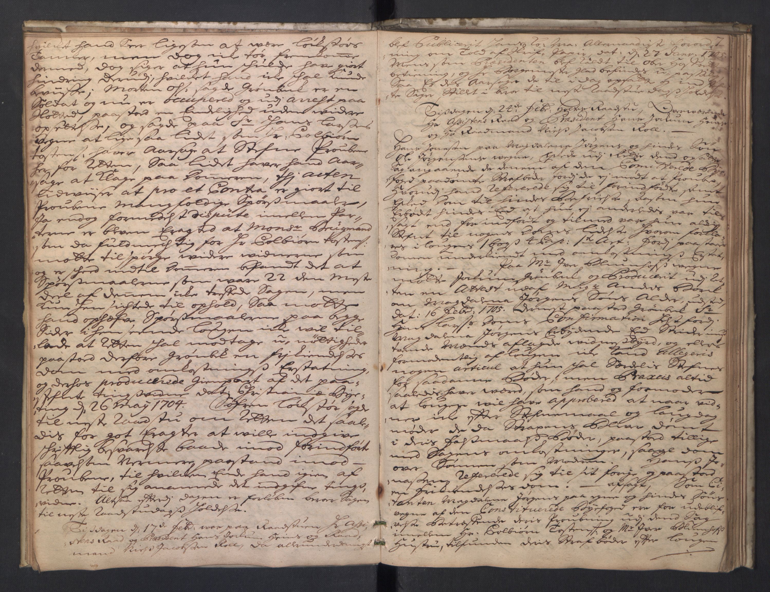 Christiania rådstuerett, AV/SAO-A-11132/F/Fa/L0027: Justisprotokoll, 1705, p. 6b-7a