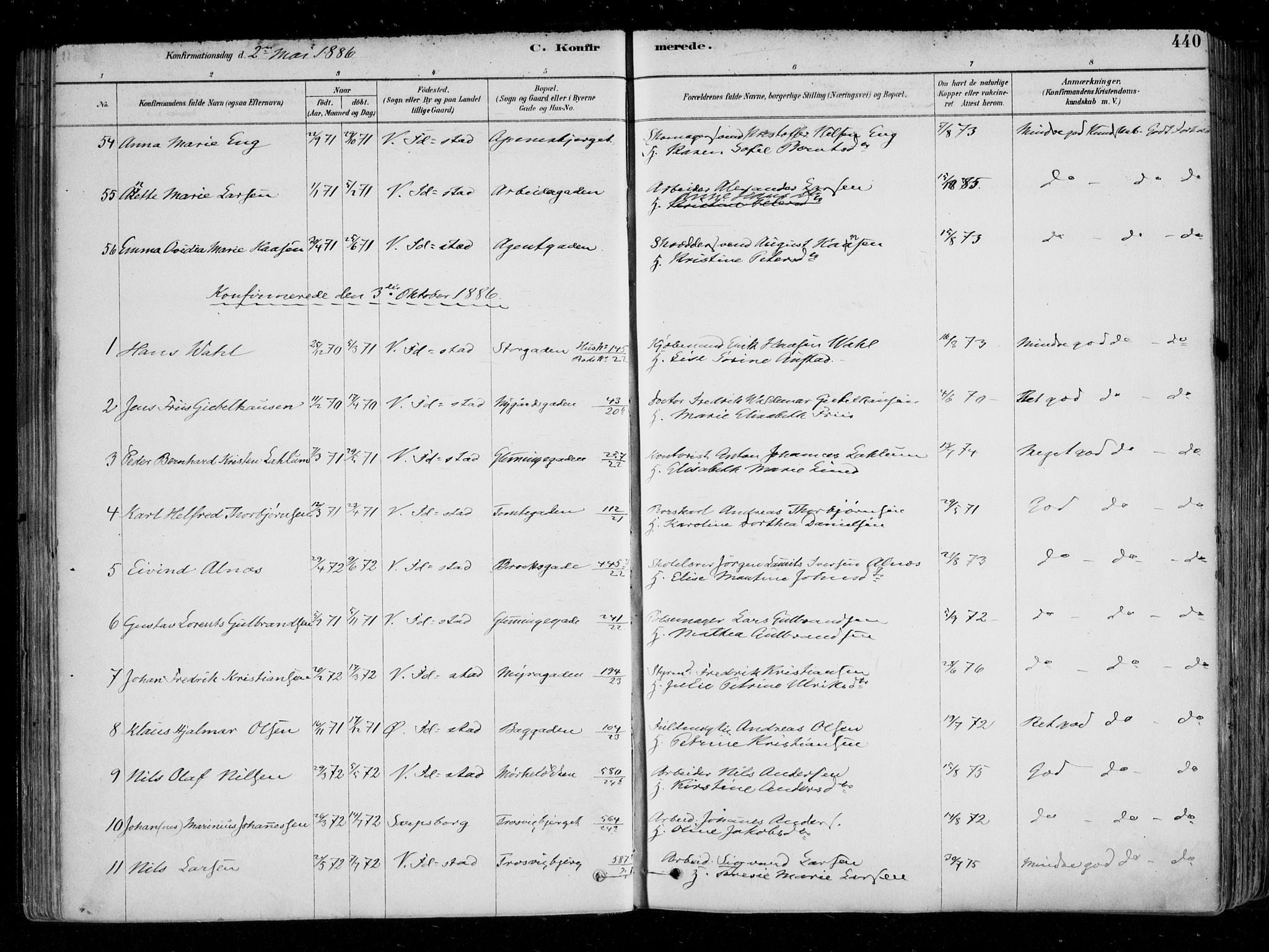 Fredrikstad domkirkes prestekontor Kirkebøker, SAO/A-10906/F/Fa/L0004: Parish register (official) no. 4, 1878-1907, p. 440