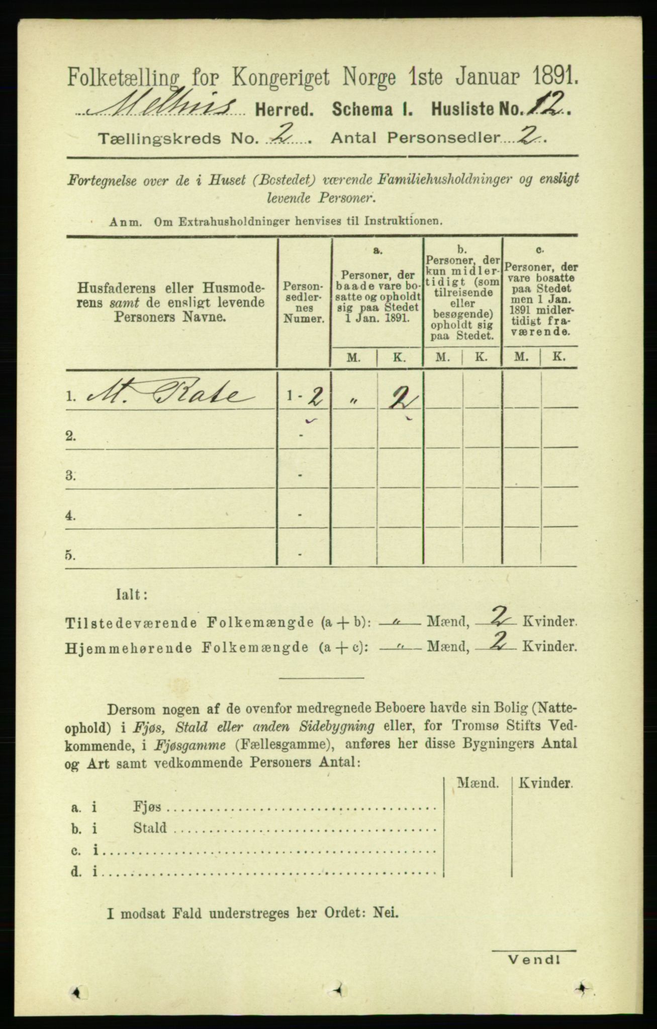 RA, 1891 census for 1653 Melhus, 1891, p. 645