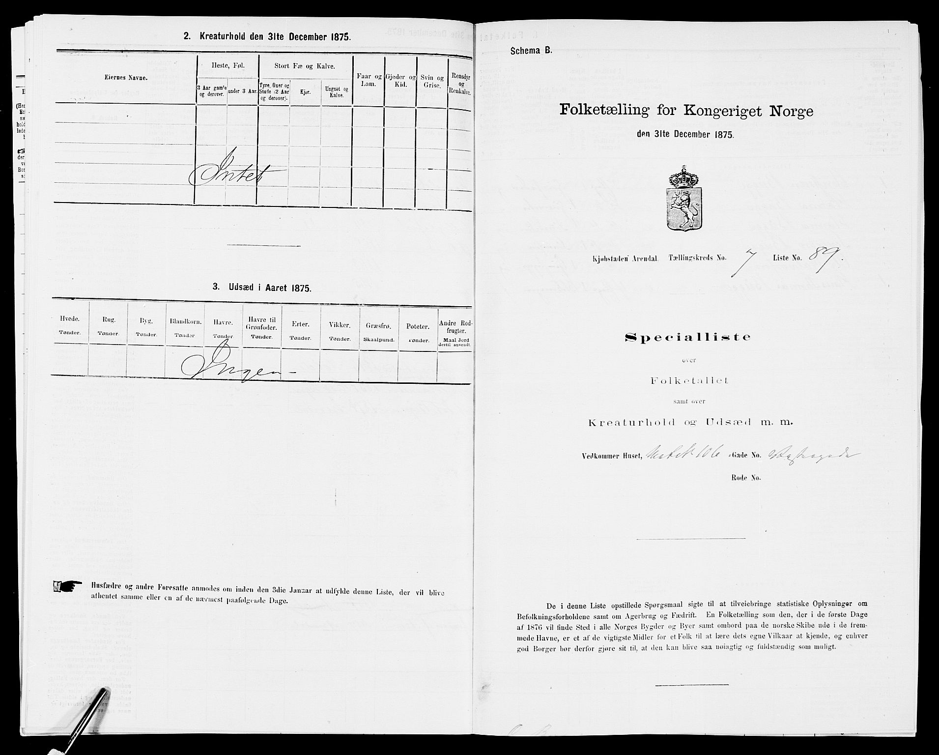 SAK, 1875 census for 0903P Arendal, 1875, p. 218