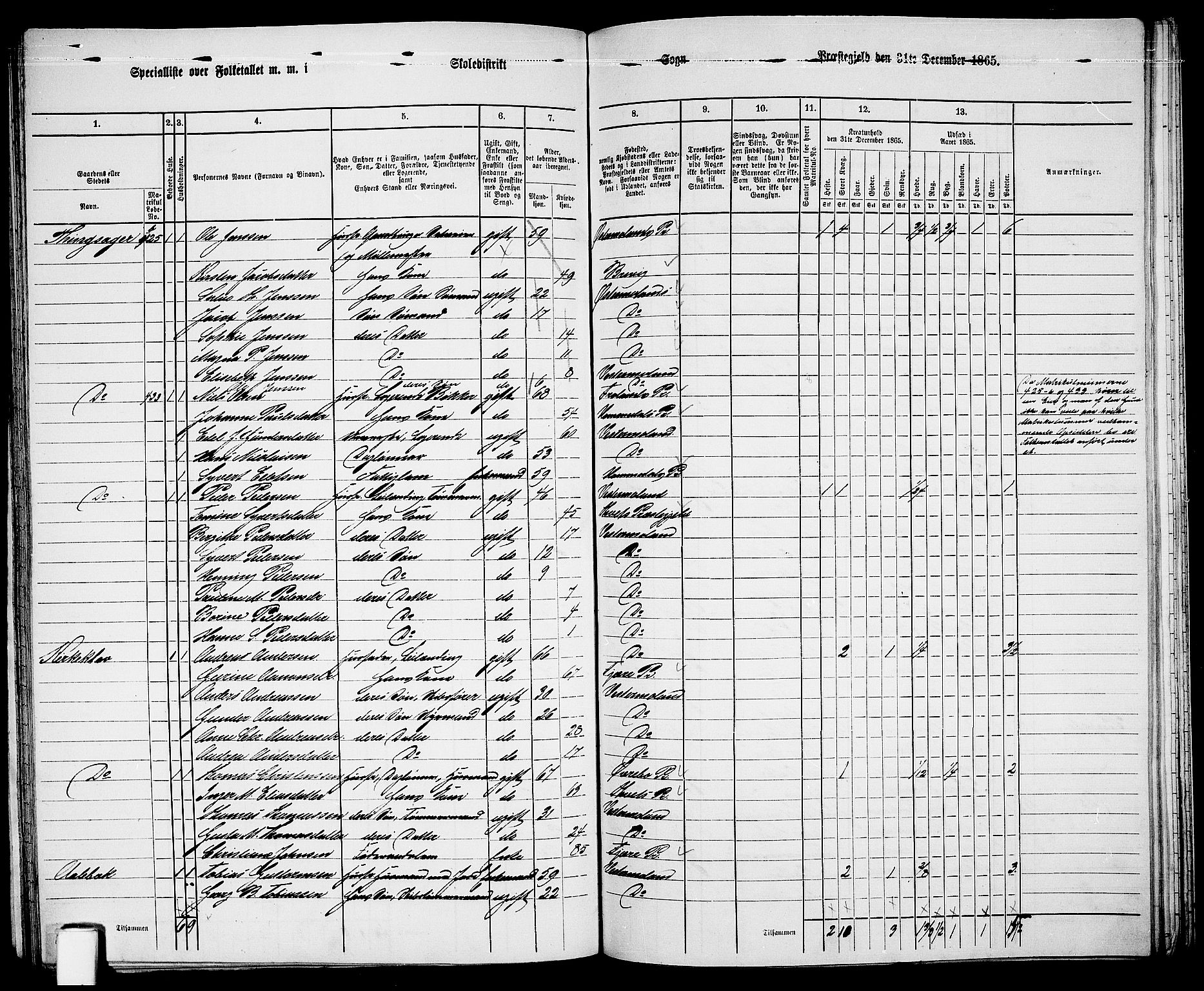 RA, 1865 census for Vestre Moland/Vestre Moland, 1865, p. 51