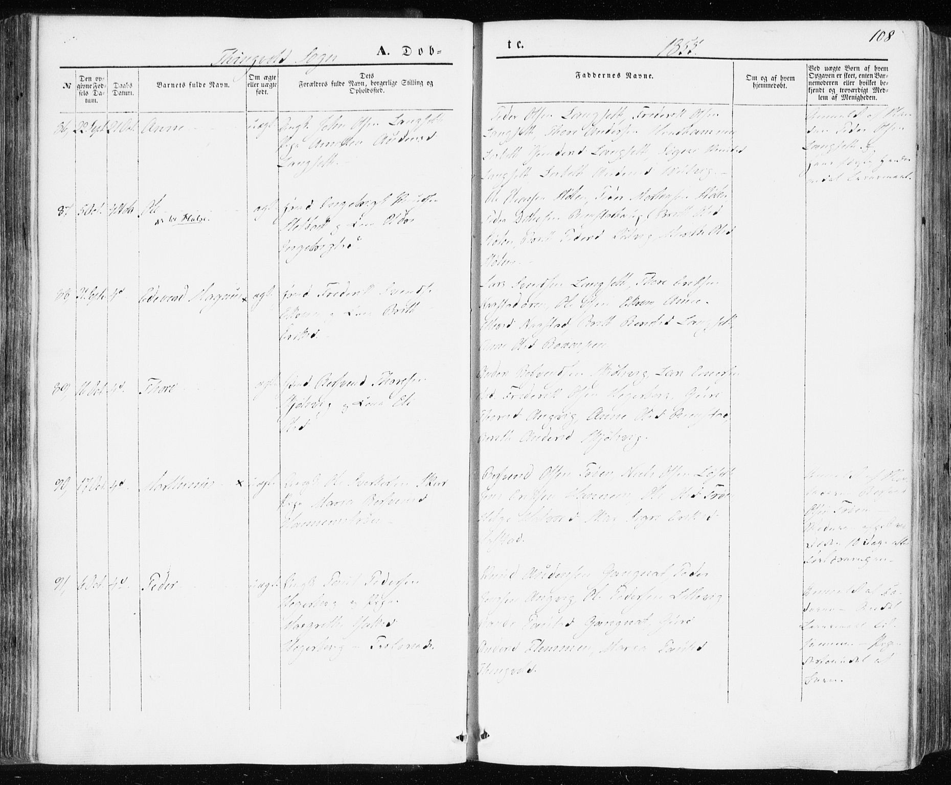 Ministerialprotokoller, klokkerbøker og fødselsregistre - Møre og Romsdal, AV/SAT-A-1454/586/L0984: Parish register (official) no. 586A10, 1844-1856, p. 108