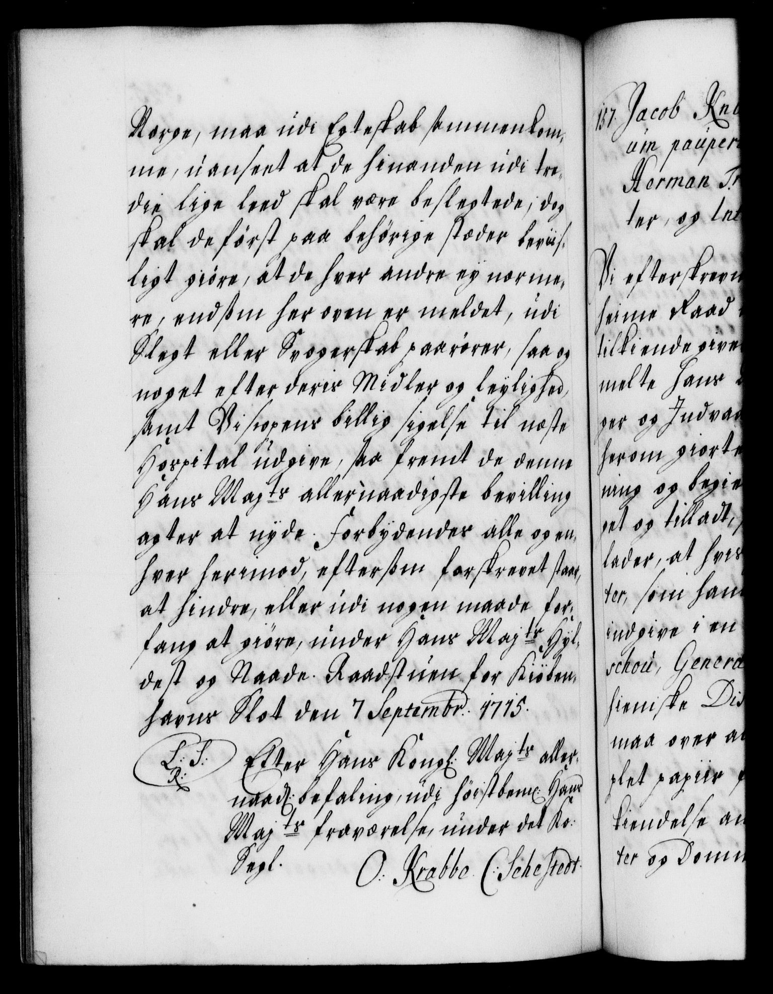 Danske Kanselli 1572-1799, AV/RA-EA-3023/F/Fc/Fca/Fcaa/L0021: Norske registre, 1712-1715, p. 545b