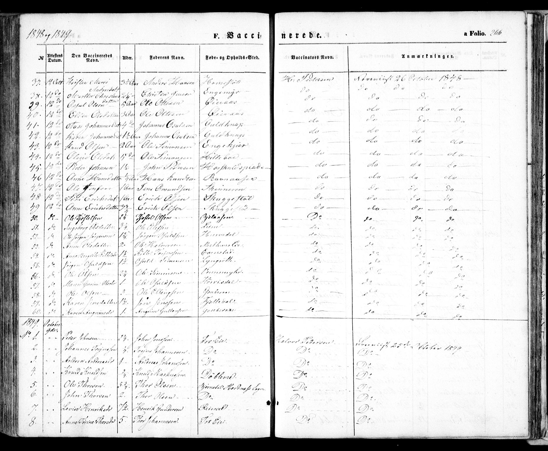 Froland sokneprestkontor, SAK/1111-0013/F/Fa/L0002: Parish register (official) no. A 2, 1845-1863, p. 266