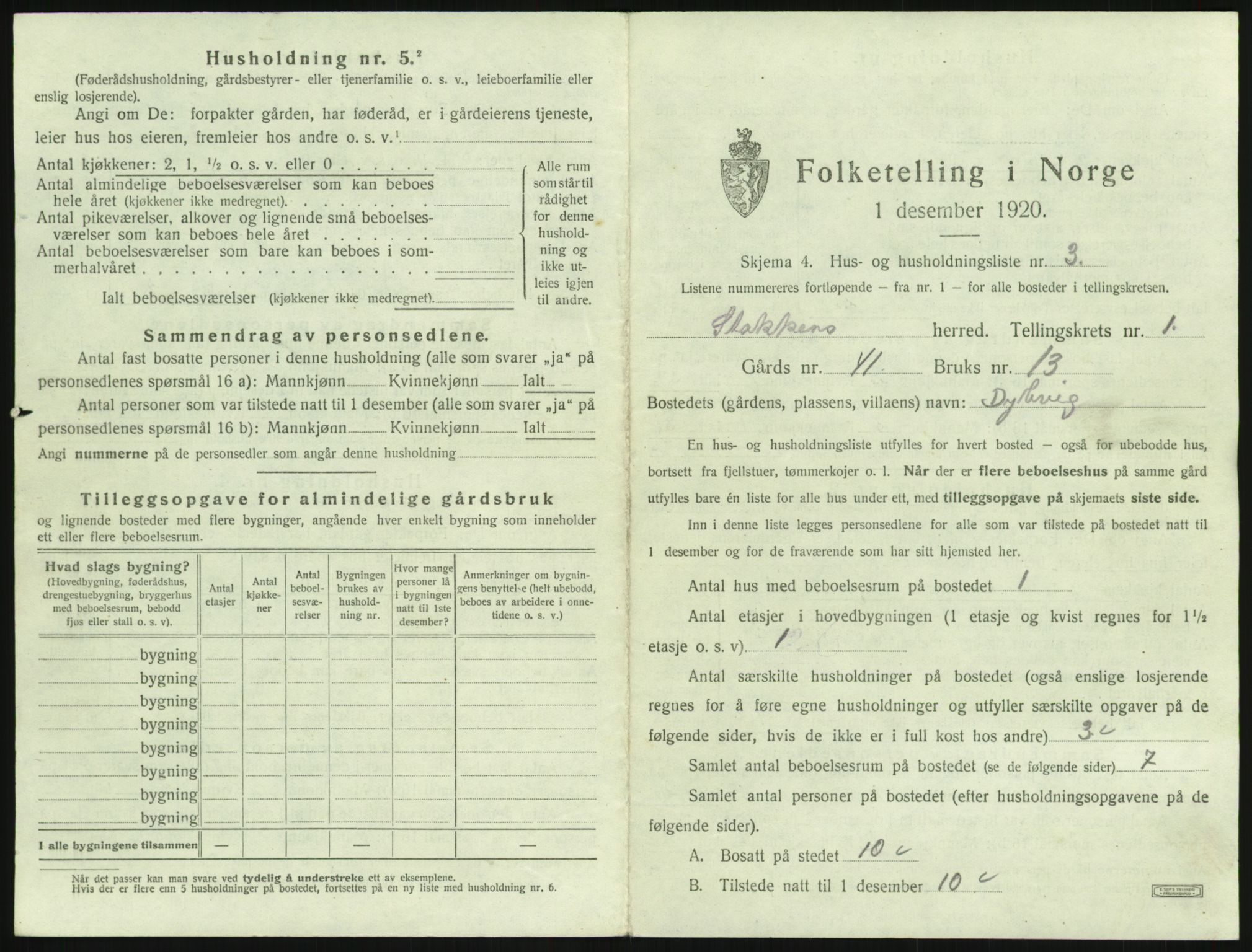 SAK, 1920 census for Stokken, 1920, p. 32