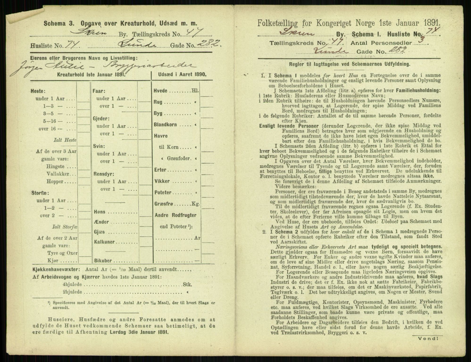 RA, 1891 census for 0806 Skien, 1891, p. 1776