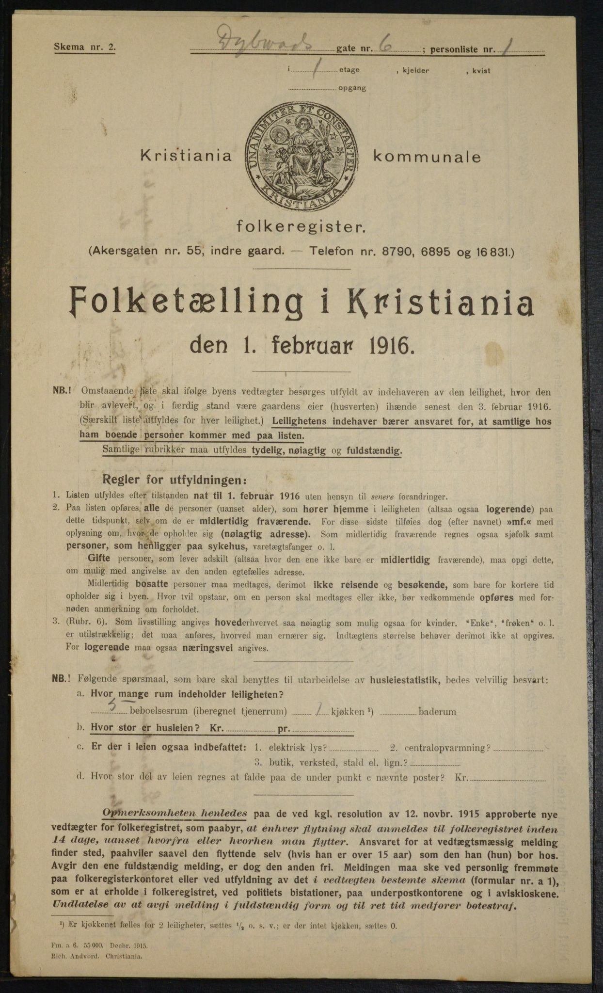 OBA, Municipal Census 1916 for Kristiania, 1916, p. 17586