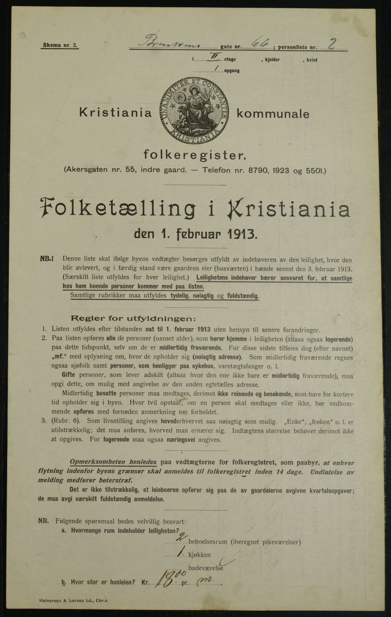 OBA, Municipal Census 1913 for Kristiania, 1913, p. 9068